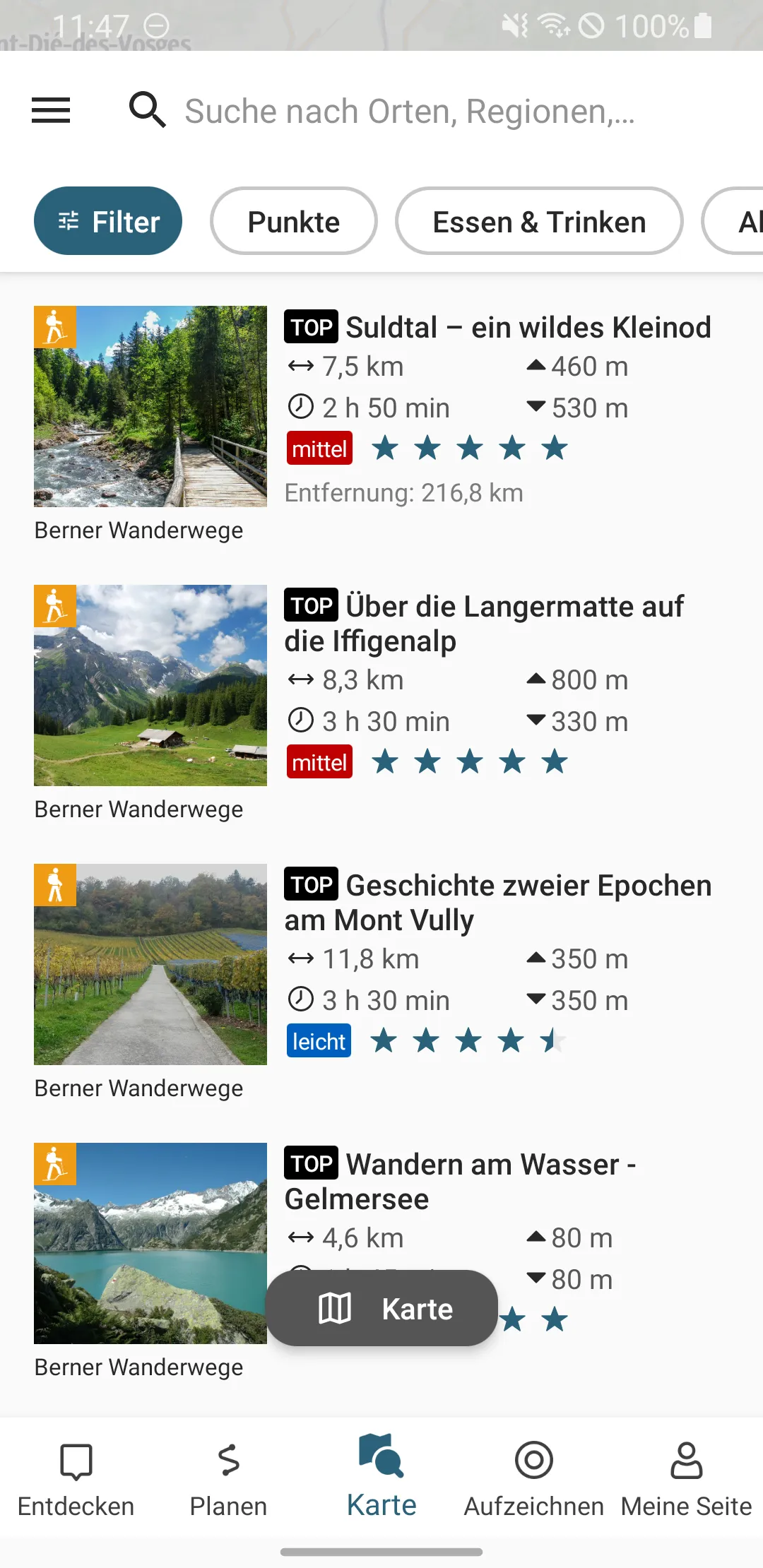 Wanderplaner BernerWanderwege | Indus Appstore | Screenshot