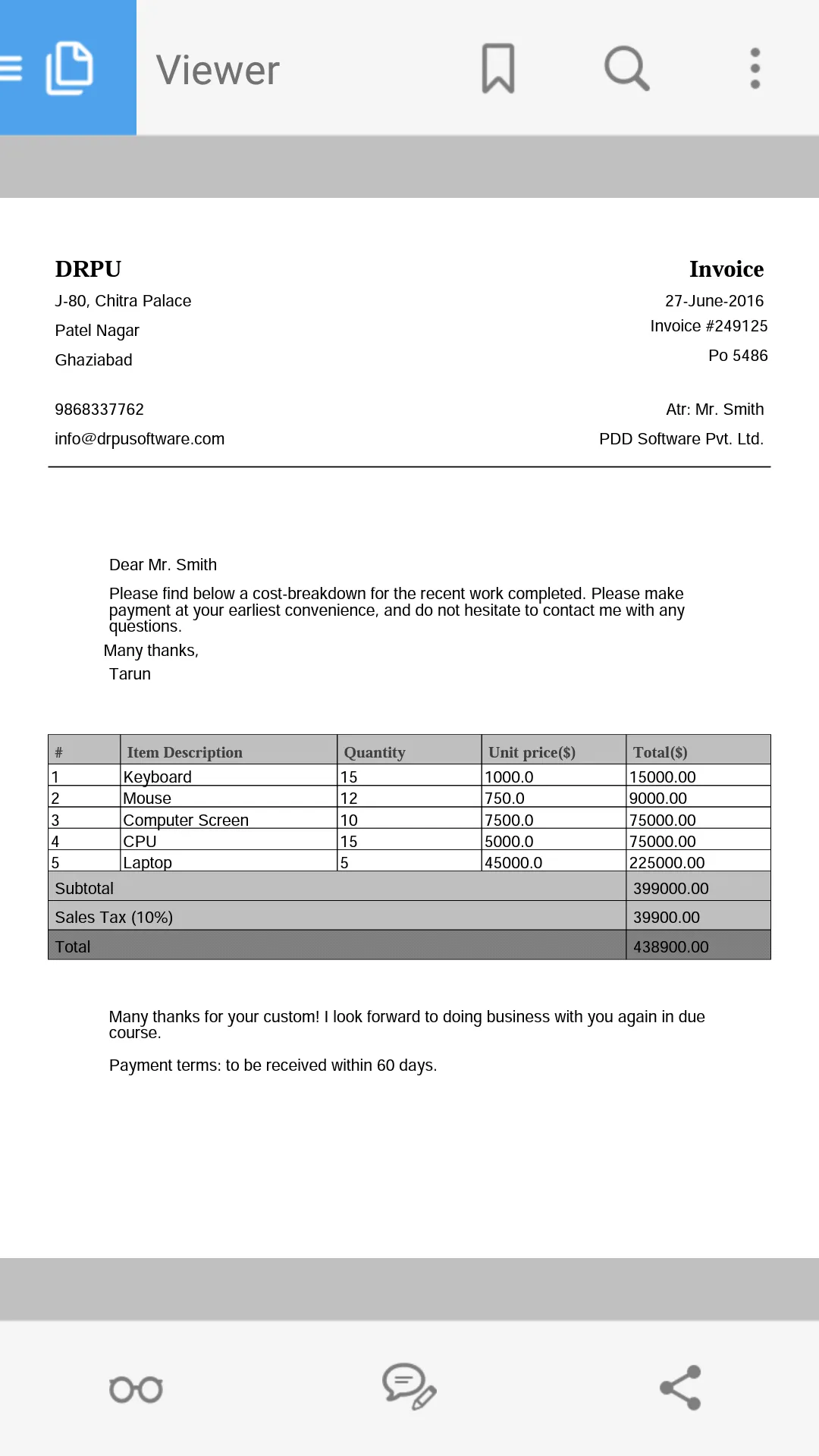 Invoice PDF Maker for Mobile | Indus Appstore | Screenshot