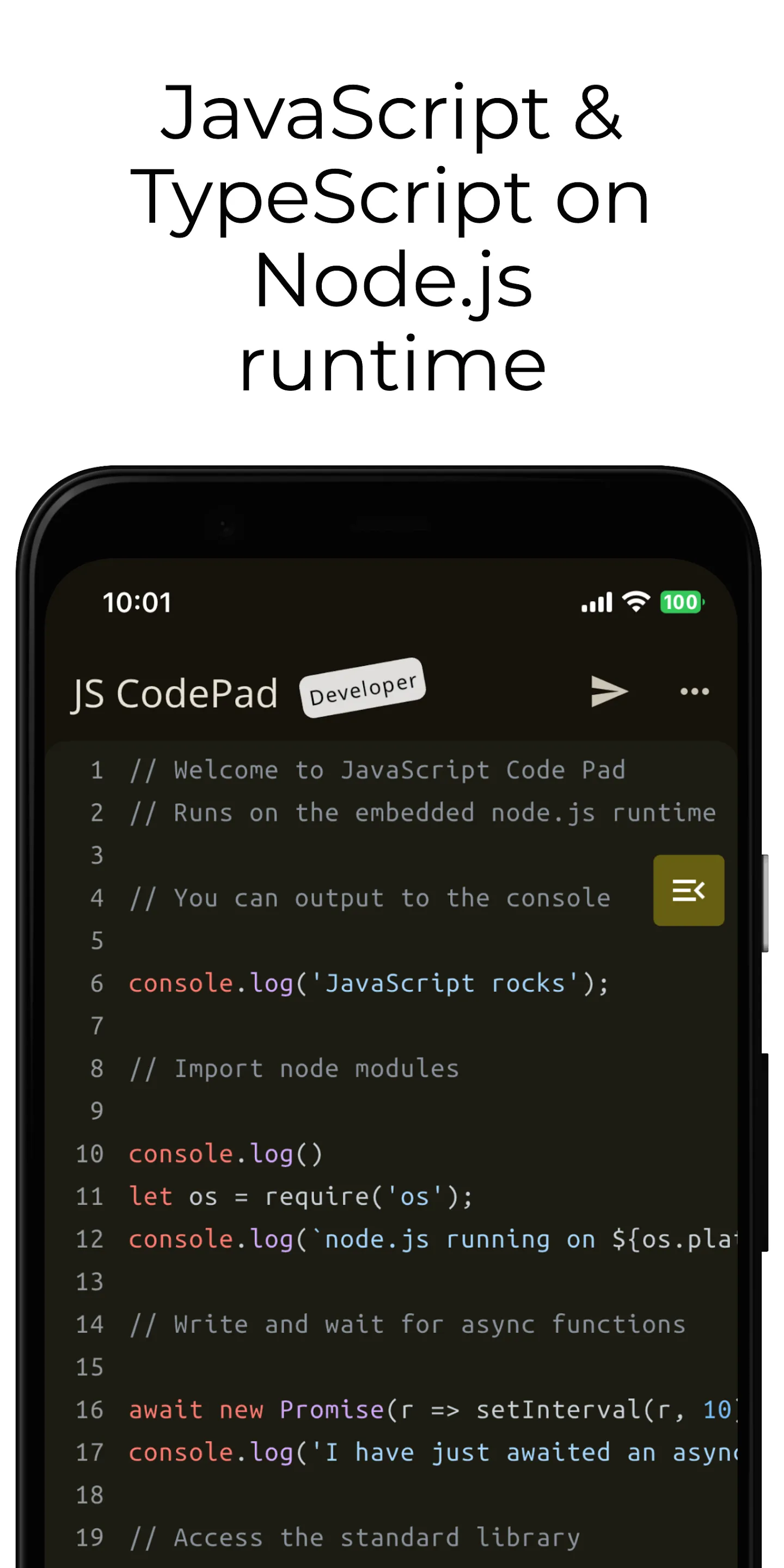 JavaScript Coding Editor & IDE | Indus Appstore | Screenshot