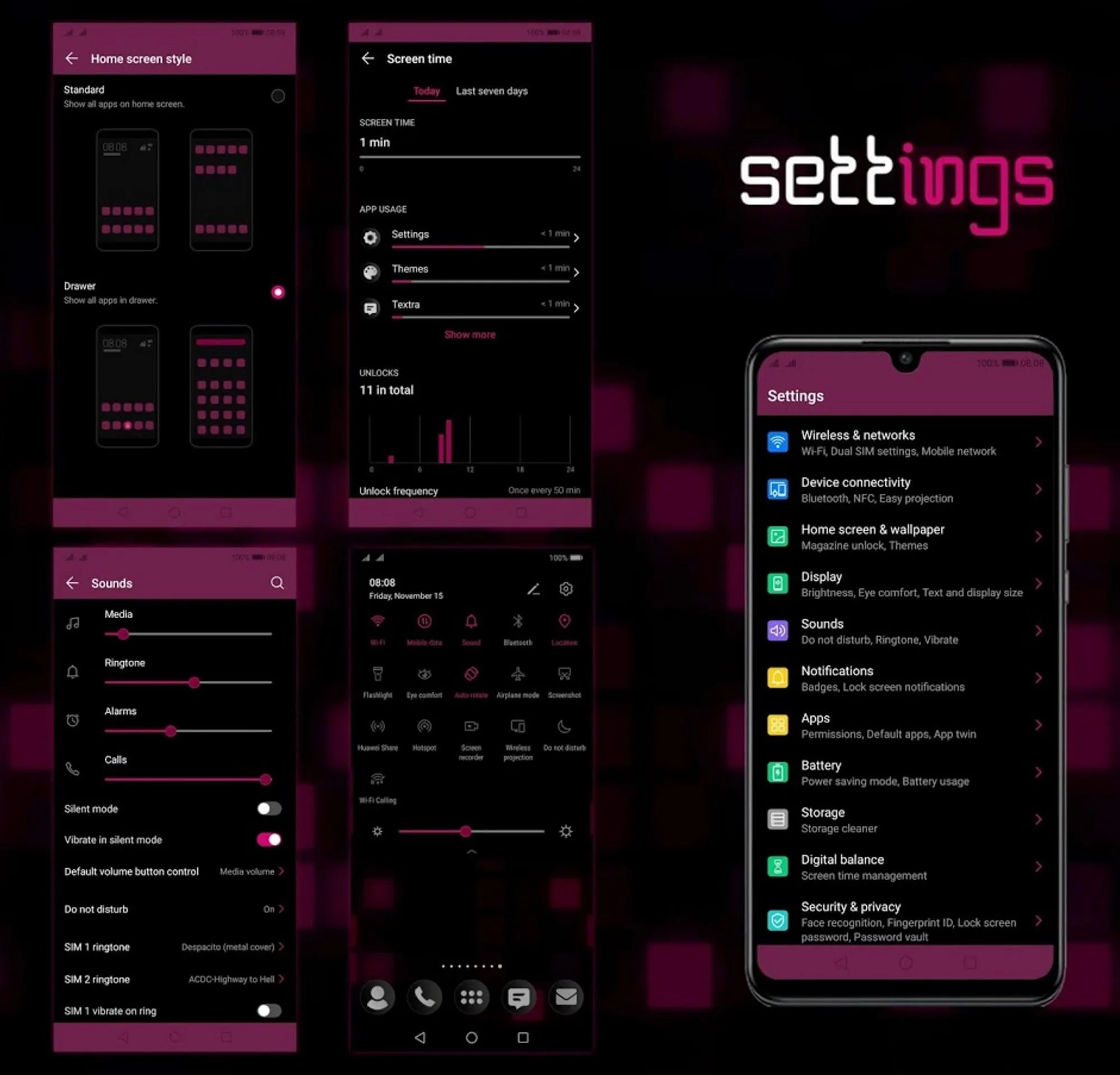 [EMUI 9.1]Mosaic Magenta Theme | Indus Appstore | Screenshot