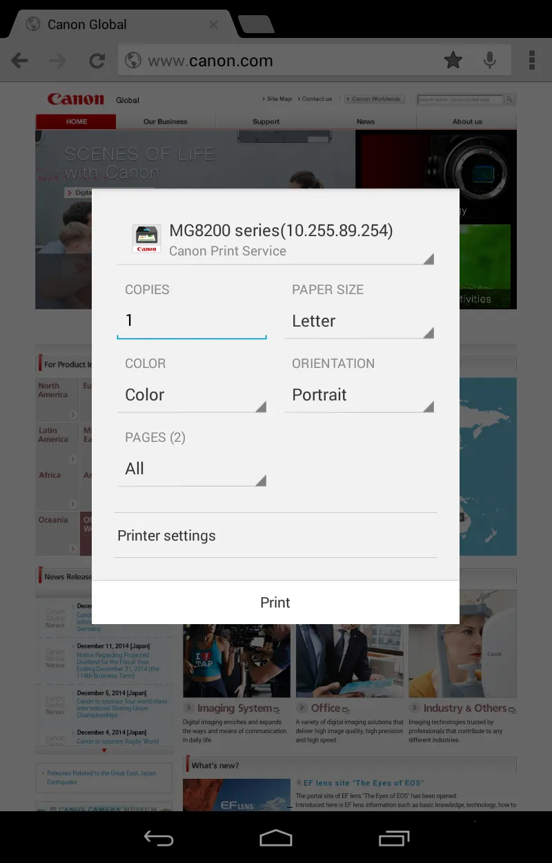 Canon Print Service | Indus Appstore | Screenshot