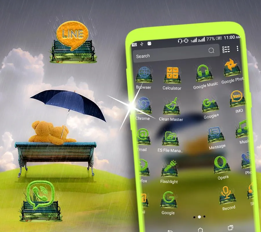 Rainy Teddy Launcher Theme | Indus Appstore | Screenshot