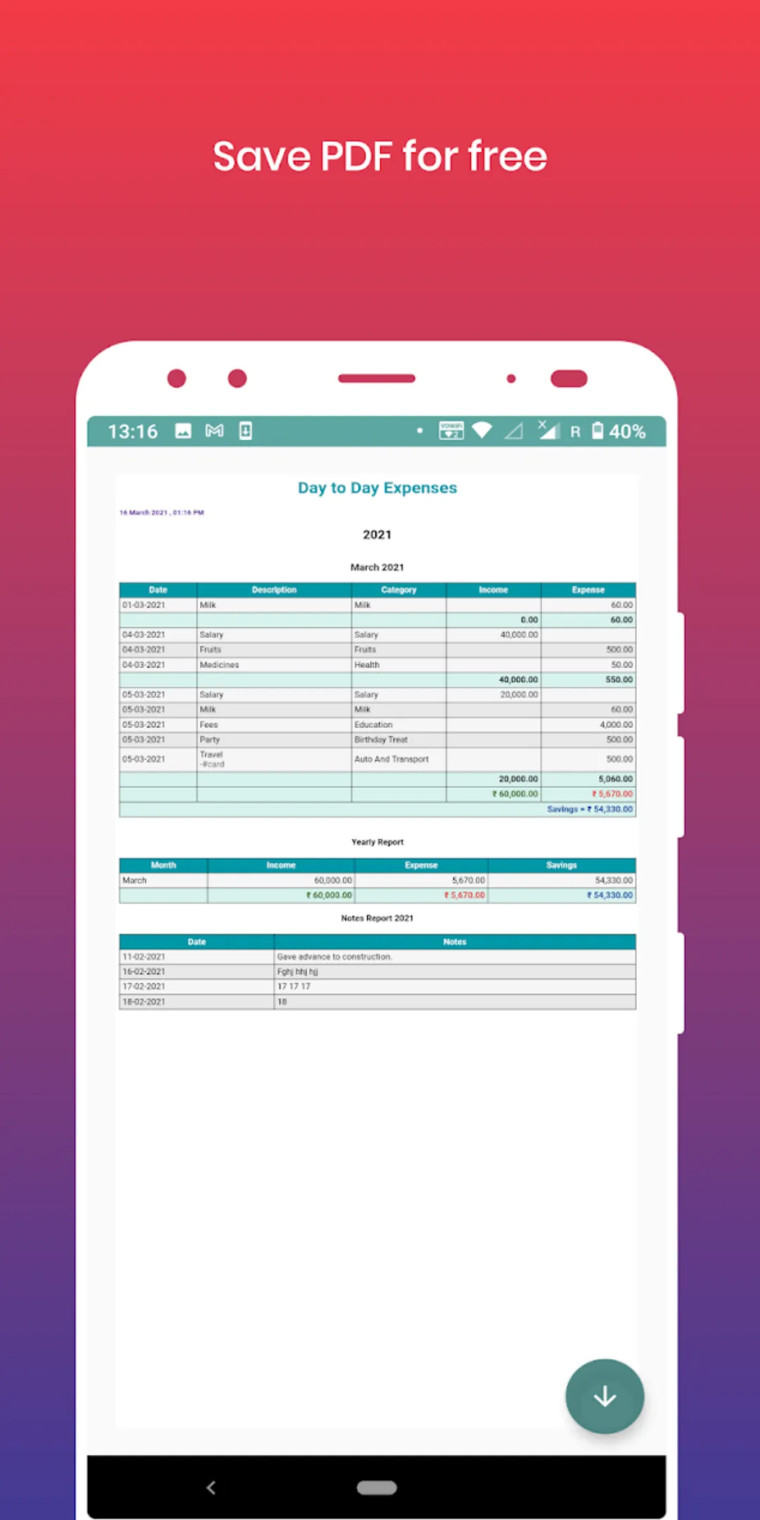 Day-to-day Expenses | Indus Appstore | Screenshot