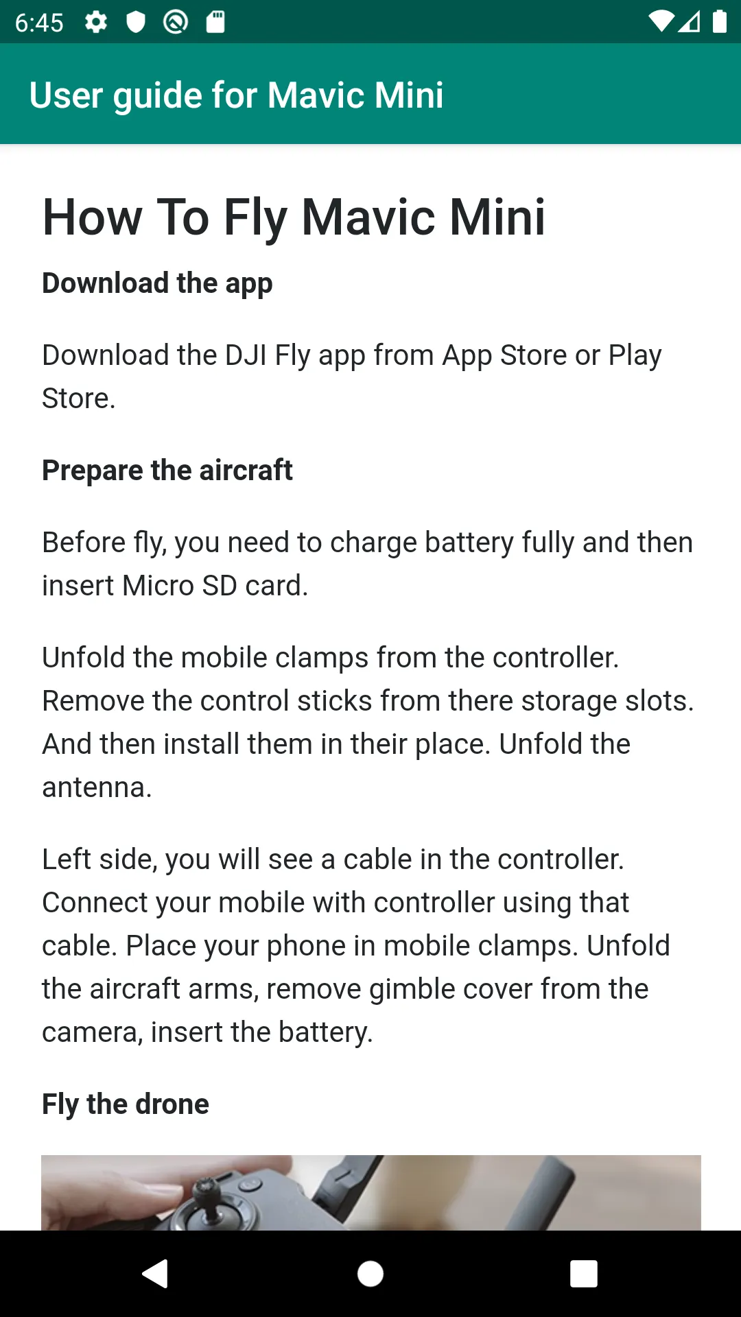 User guide for Mavic Mini | Indus Appstore | Screenshot