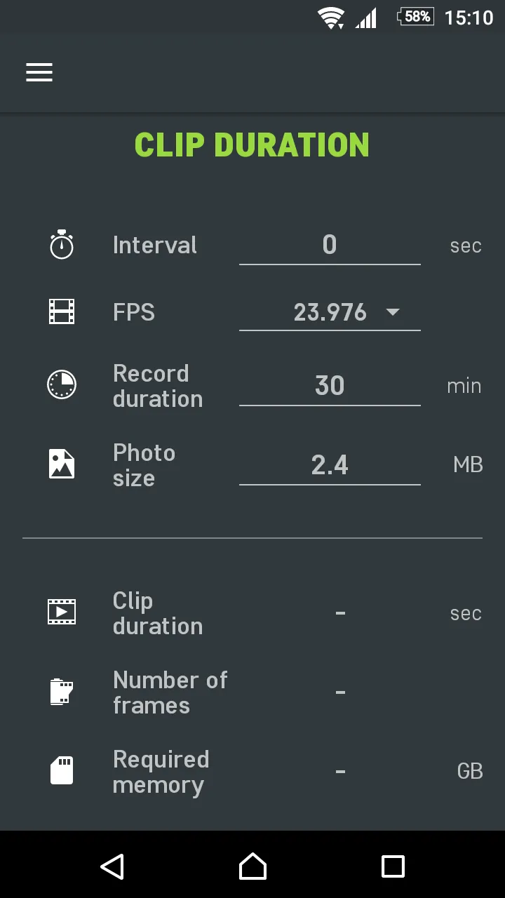 Slidekamera Timelapse Calc. | Indus Appstore | Screenshot