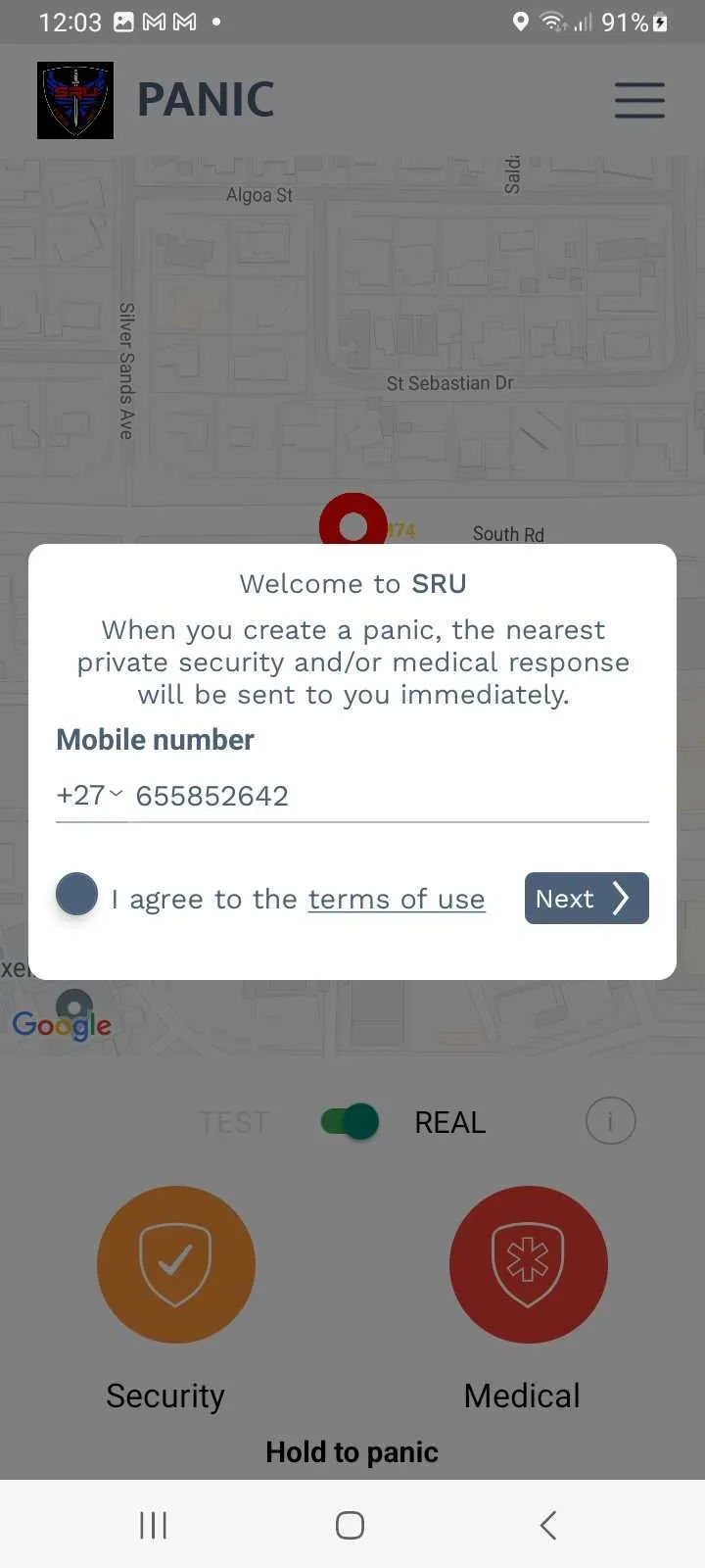 SRU Panic App | Indus Appstore | Screenshot