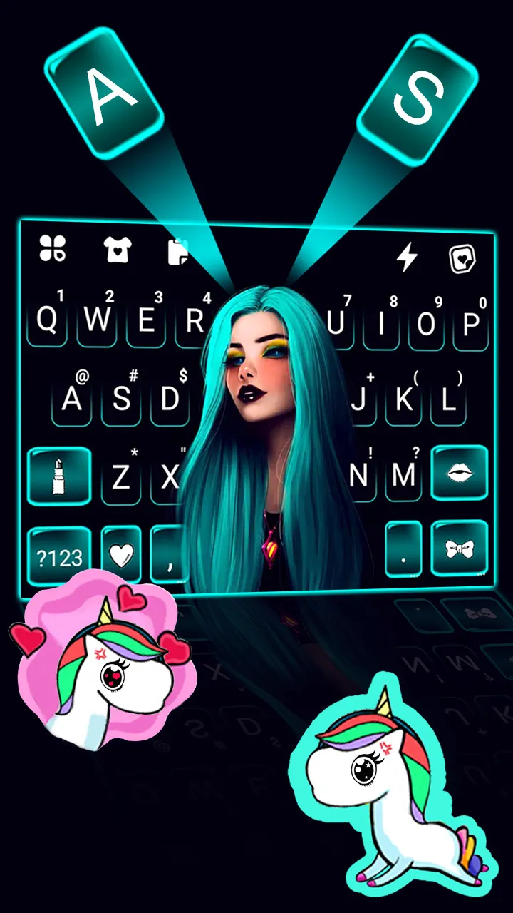 Gothic Neon Girl Keyboard Back | Indus Appstore | Screenshot