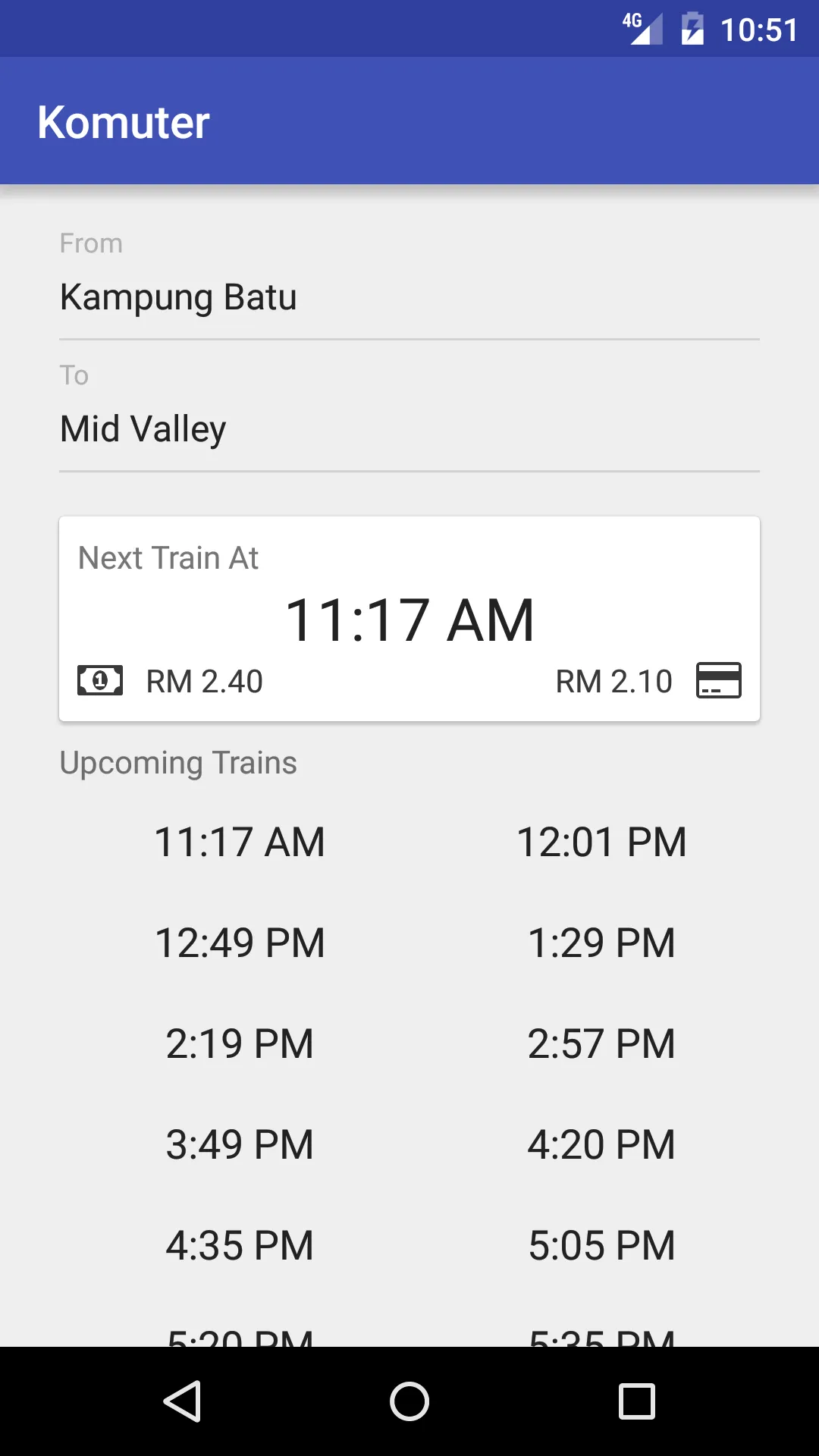 Komuter - KTM Timetable | Indus Appstore | Screenshot