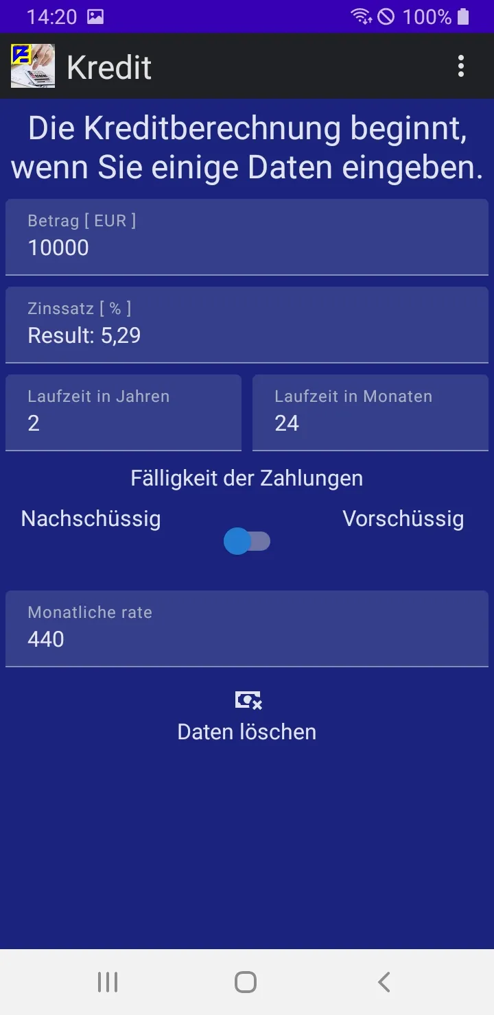 Kreditrechner Darlehensrechner | Indus Appstore | Screenshot