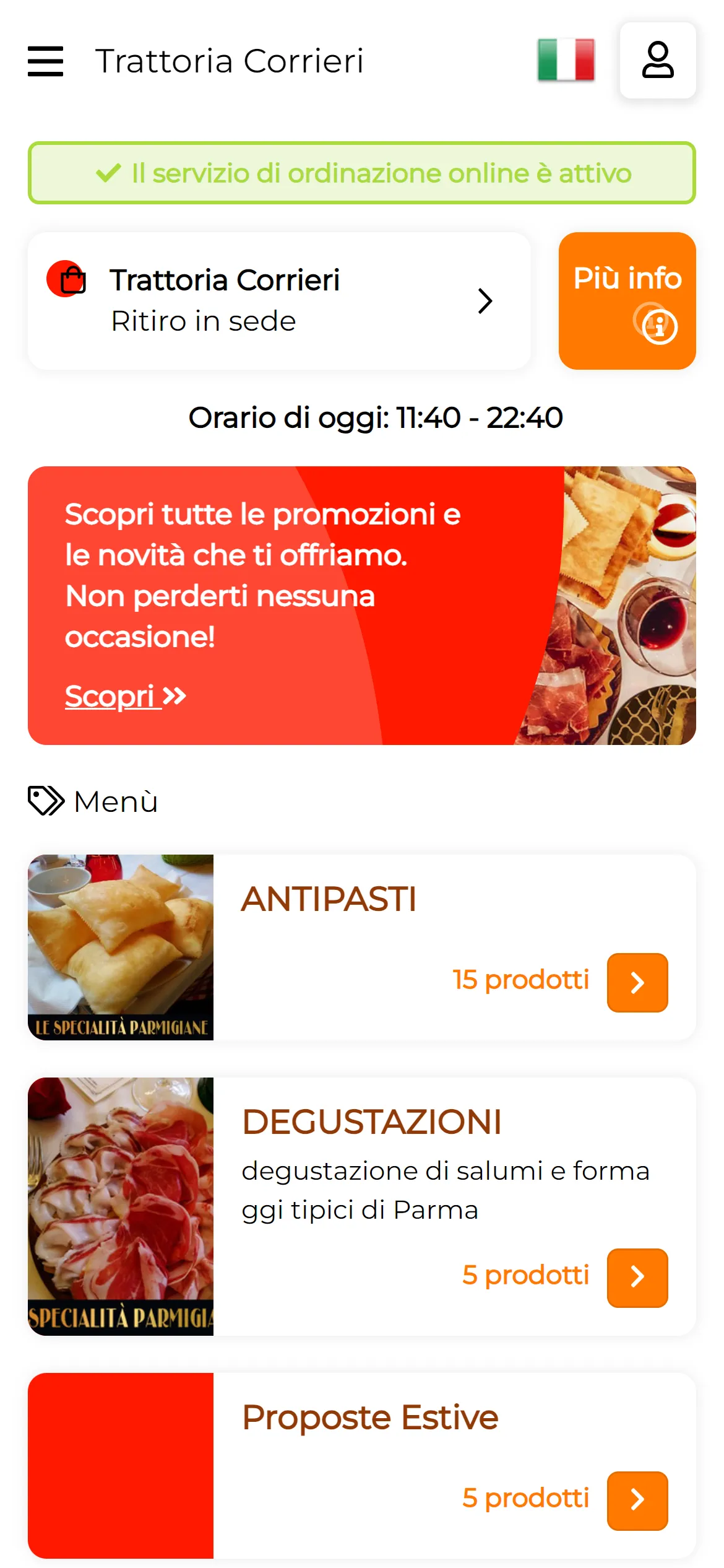 Trattoria Corrieri | Indus Appstore | Screenshot