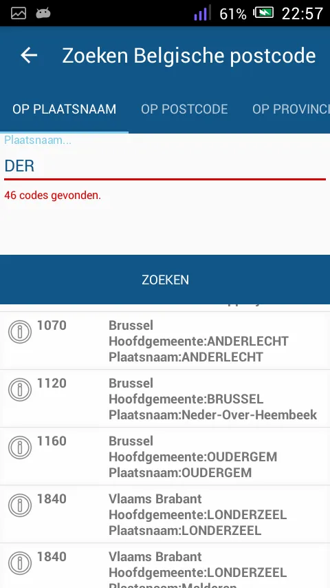 Postcode Belgische | Indus Appstore | Screenshot