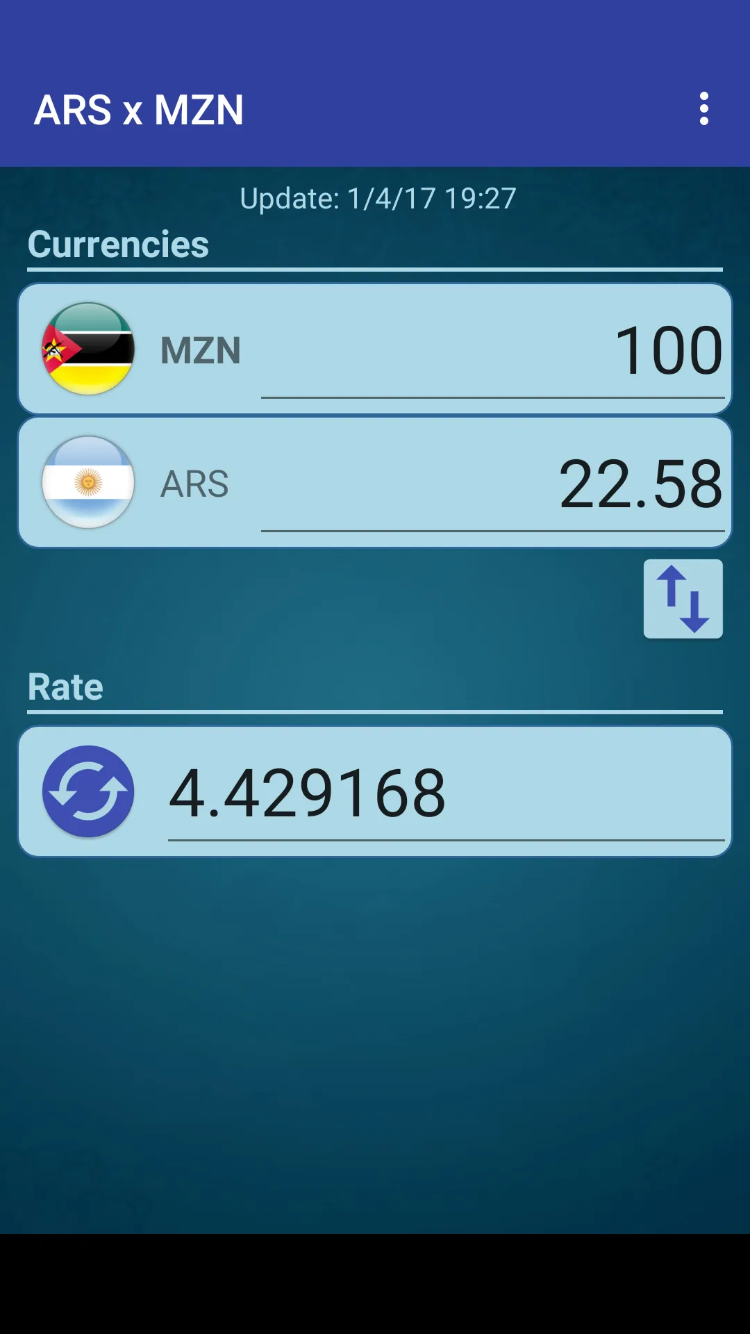 Arg. Peso x Mozambique Metical | Indus Appstore | Screenshot