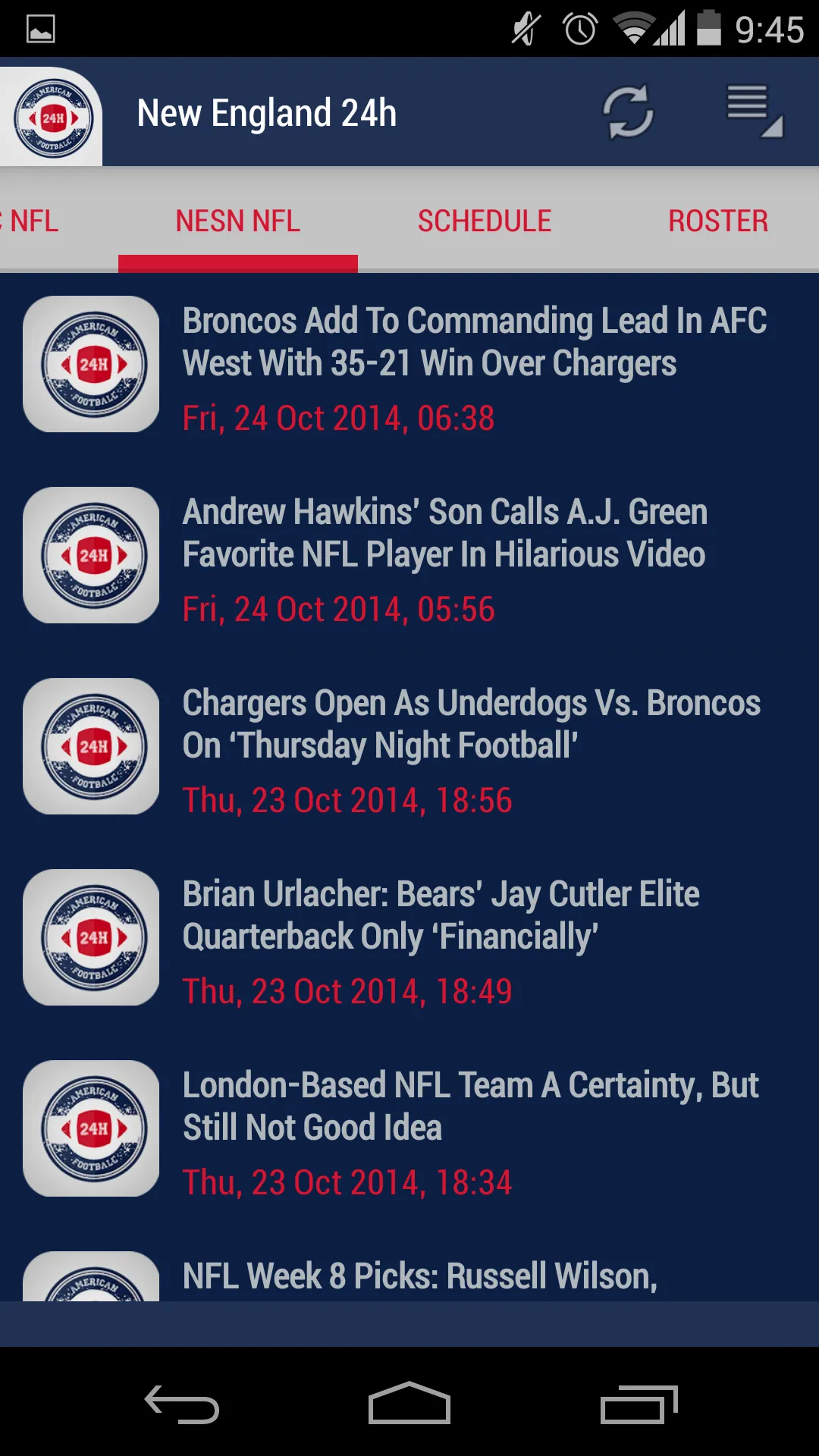 New England Football 24h | Indus Appstore | Screenshot