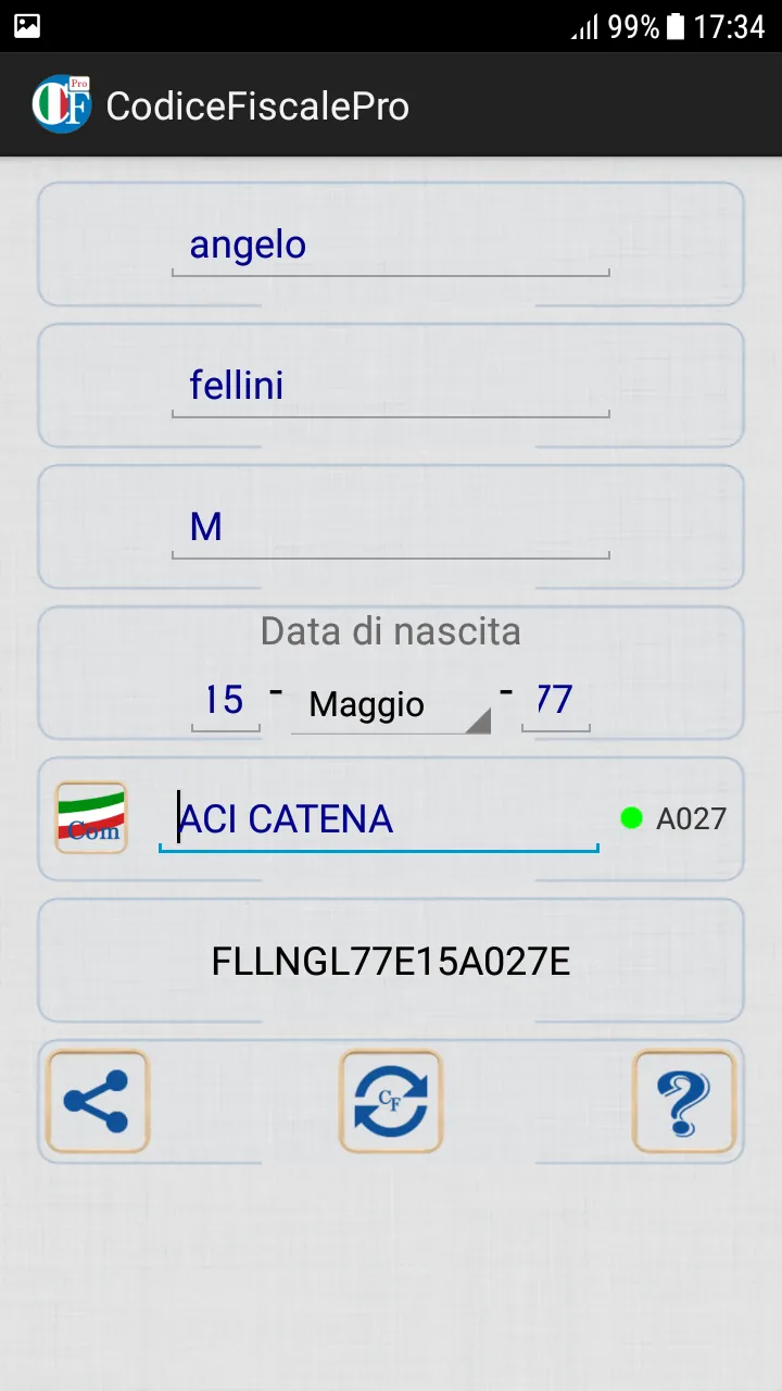 Generatore di codice fiscale | Indus Appstore | Screenshot