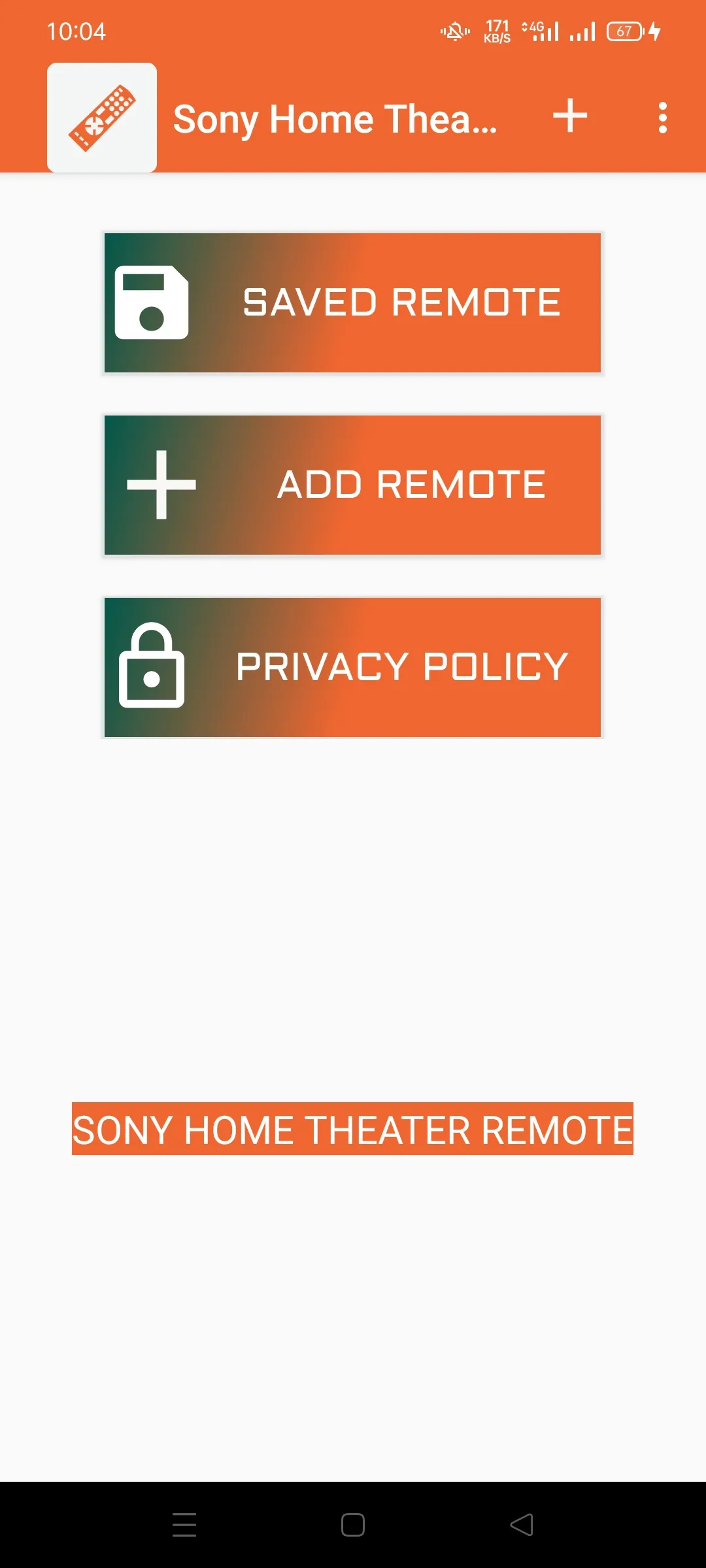 Sony Home Theater Remote | Indus Appstore | Screenshot