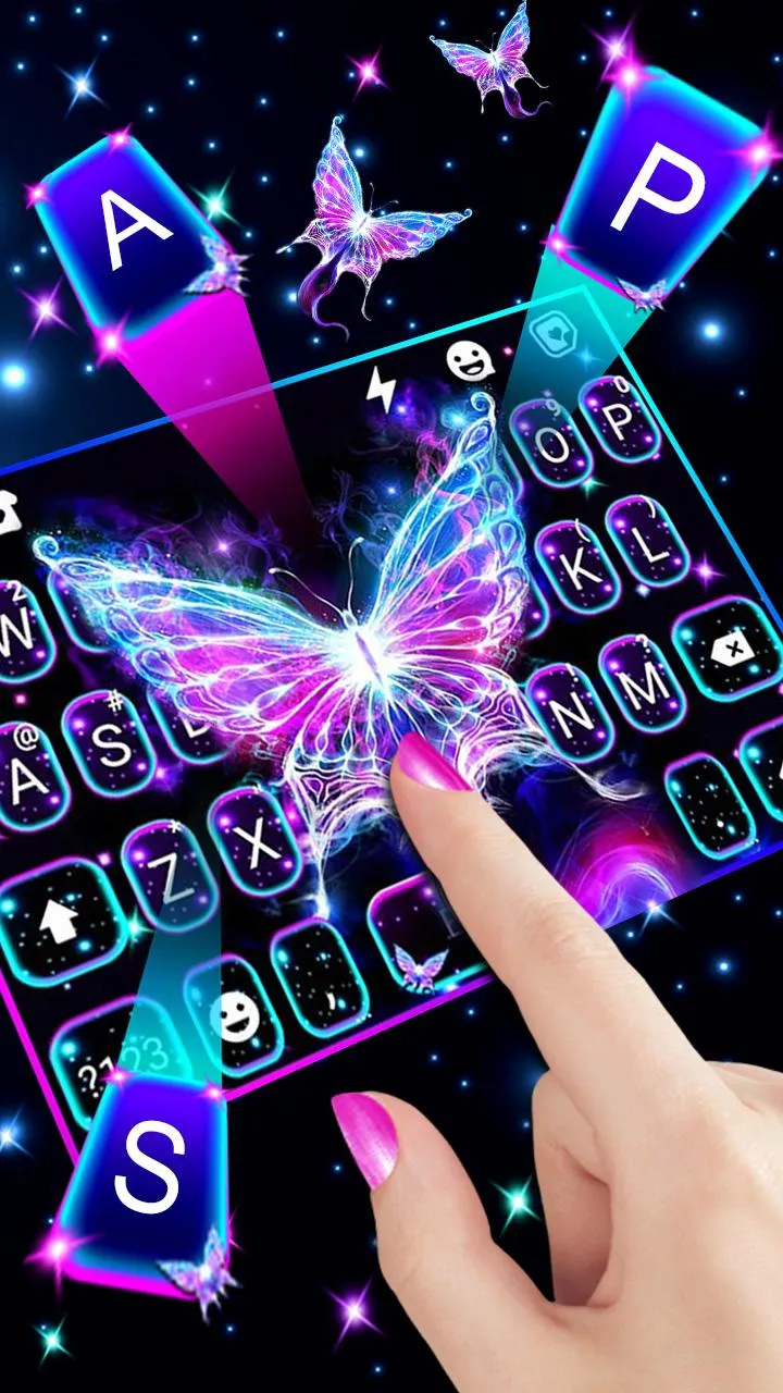 Shiny Neon Butterfly Theme | Indus Appstore | Screenshot