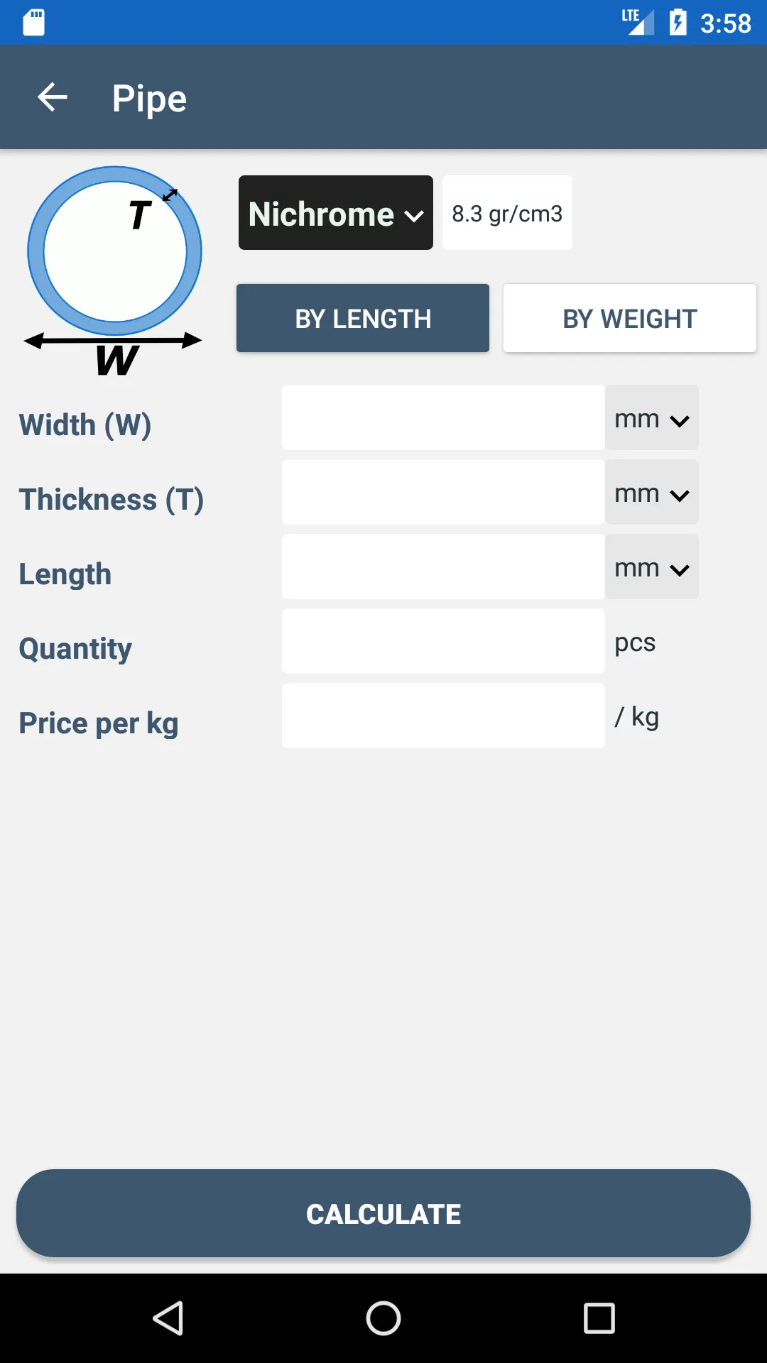 Metal Weight Calculator | Indus Appstore | Screenshot