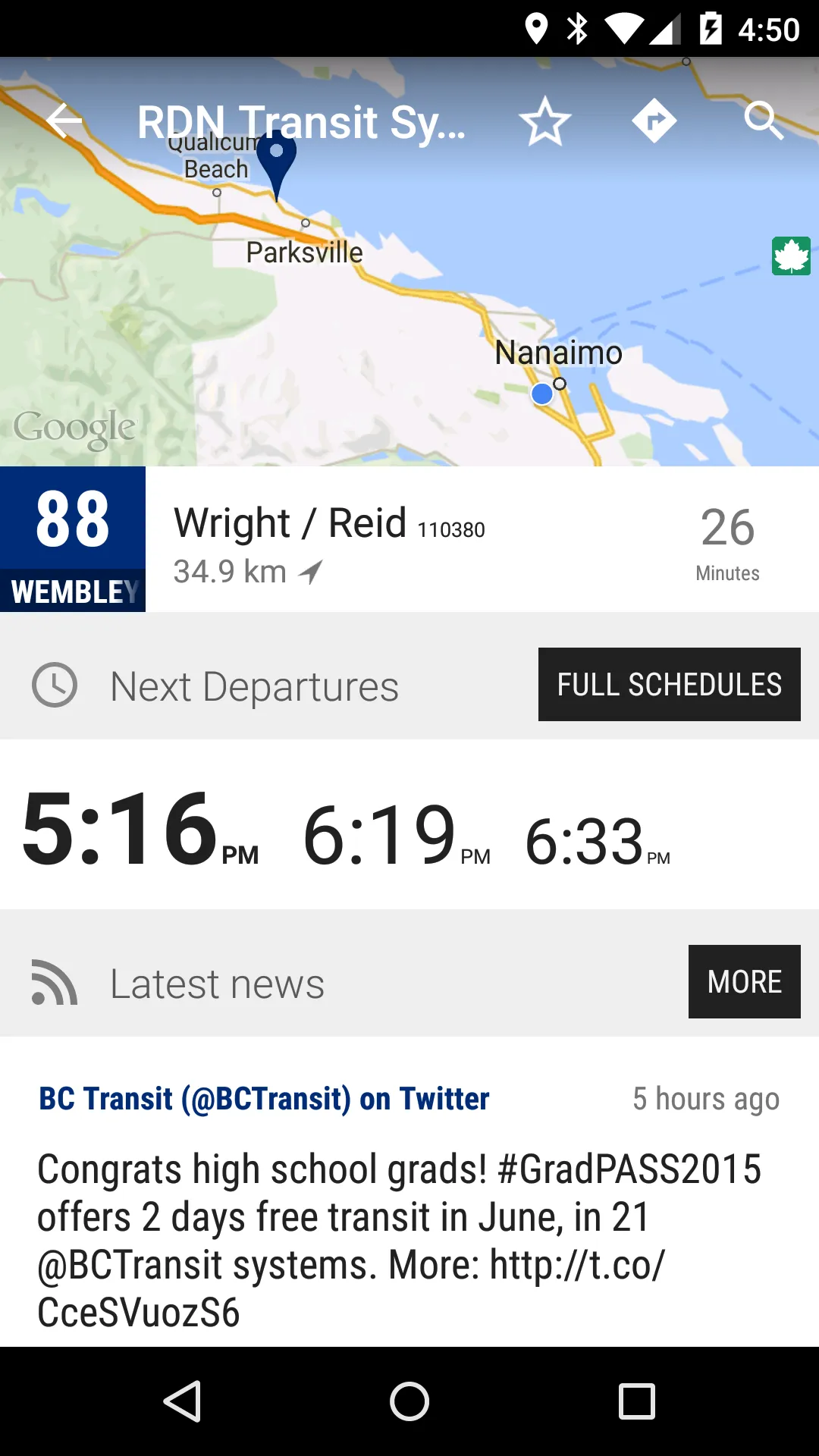 Nanaimo RDN TS Bus - MonTrans… | Indus Appstore | Screenshot