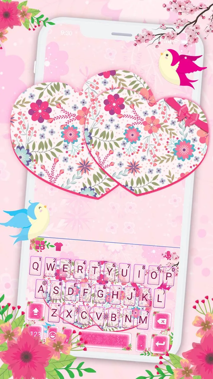 Pink Floral Hearts Keyboard Th | Indus Appstore | Screenshot