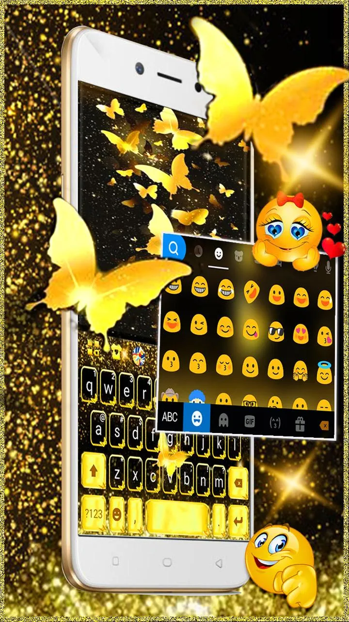 Golden Butterfly Keyboard Them | Indus Appstore | Screenshot