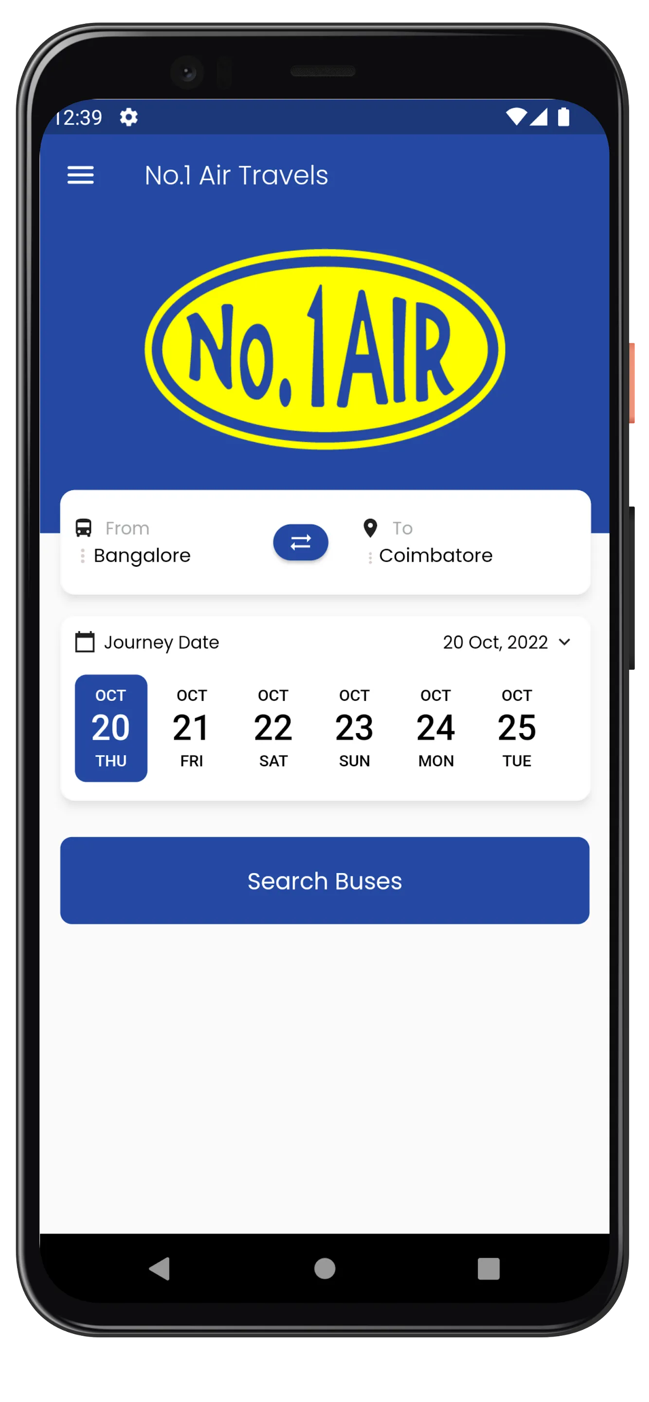 No1 Air Travels - Bus Tickets | Indus Appstore | Screenshot