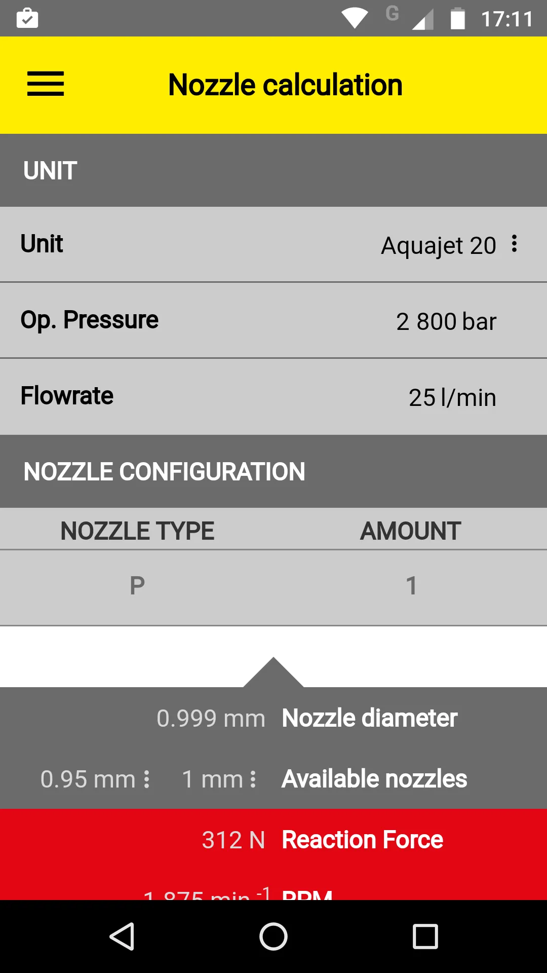 Water Jetting Calculator | Indus Appstore | Screenshot