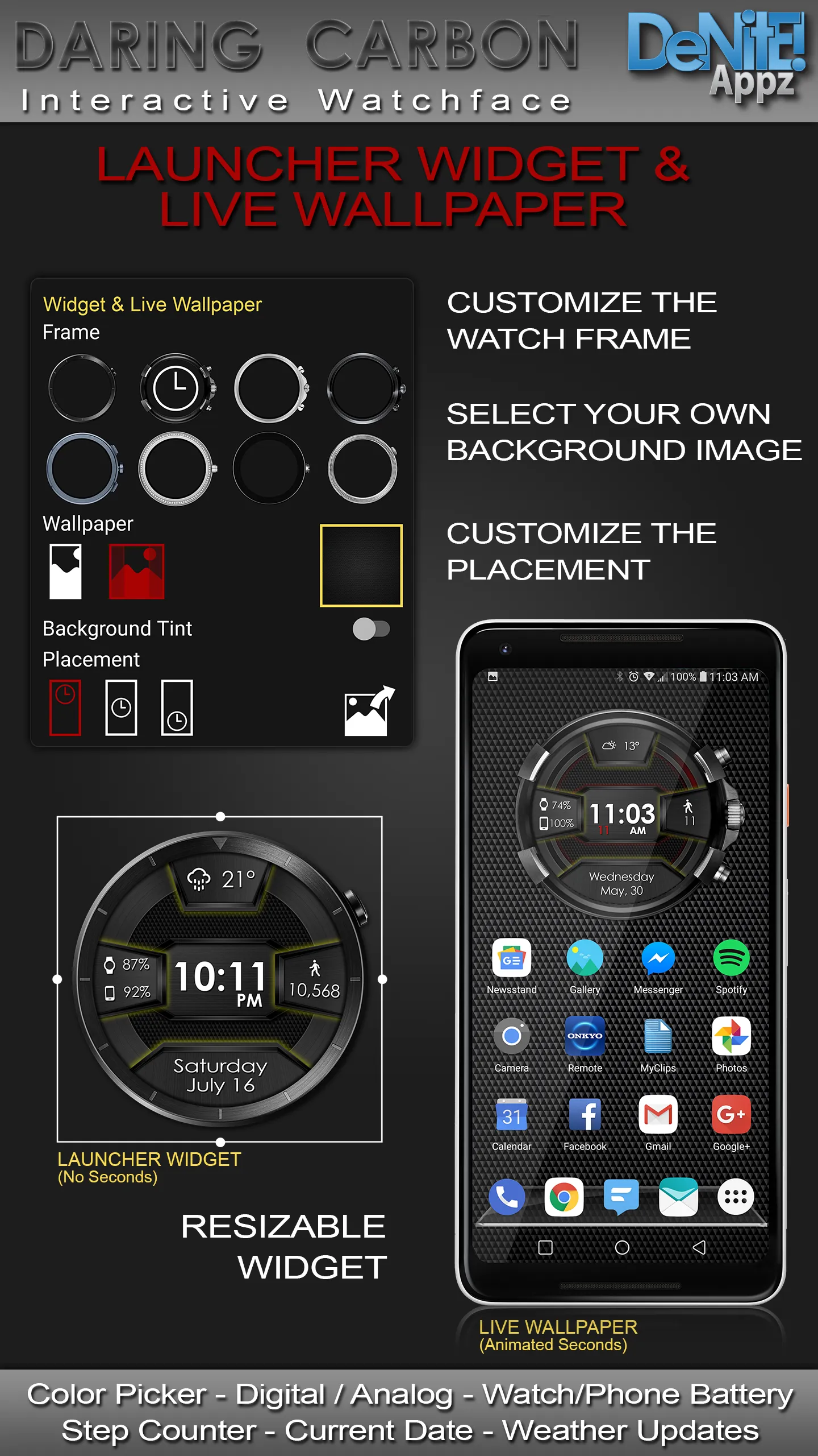 Daring Carbon HD Watch Face | Indus Appstore | Screenshot