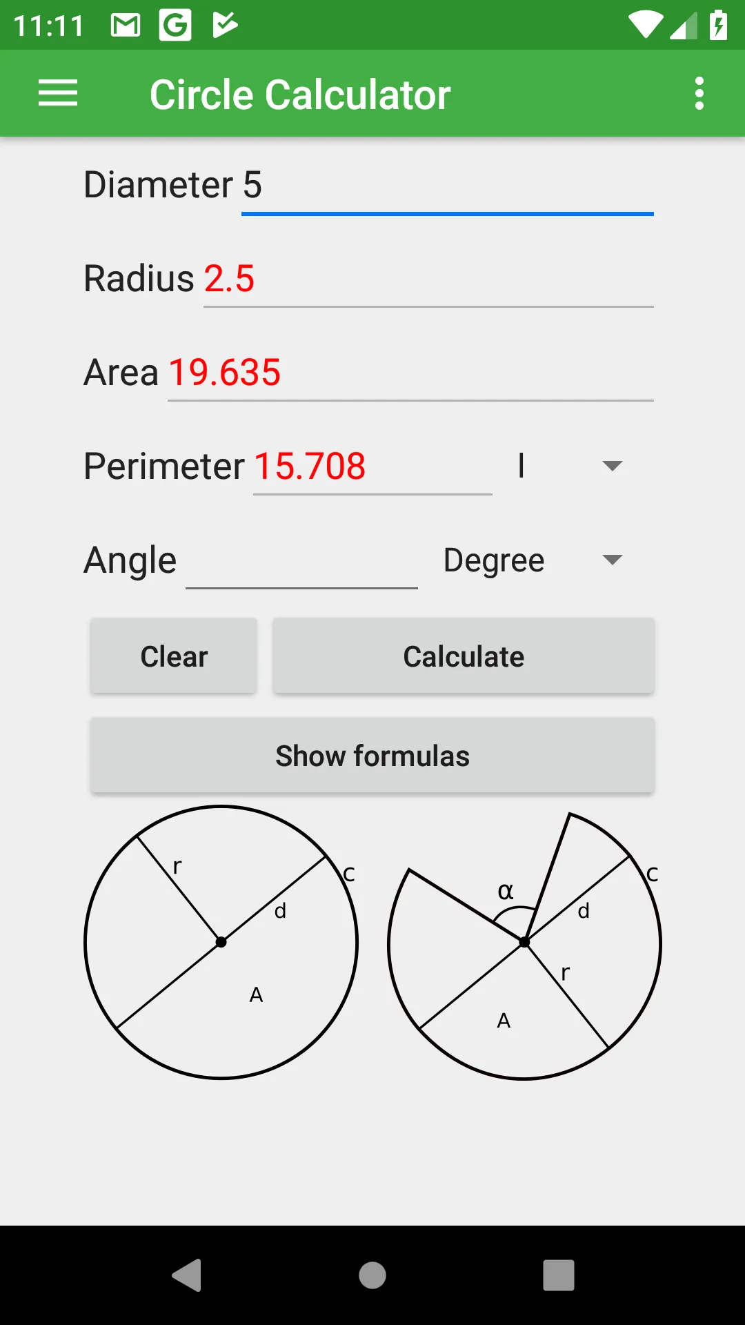 Circle Calculator | Indus Appstore | Screenshot