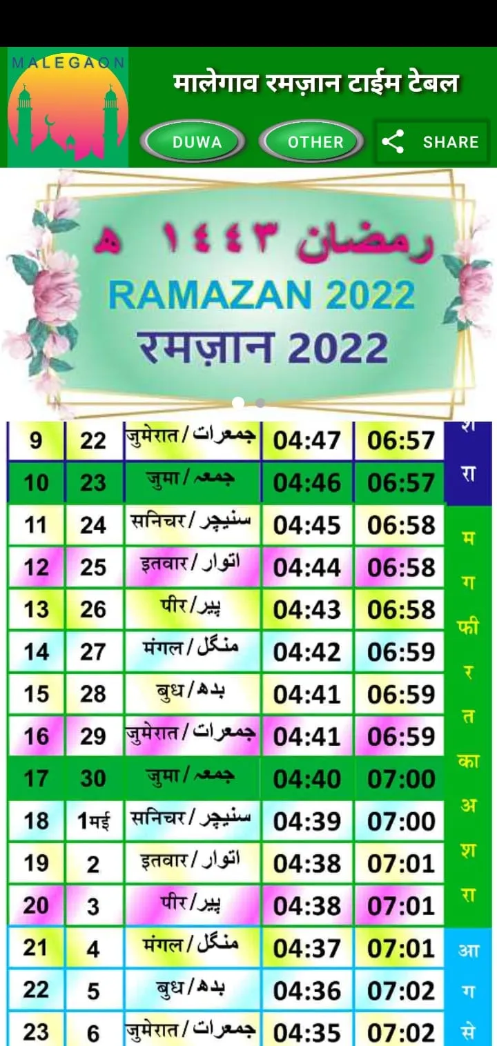 Malegaon Ramazan Time Table | Indus Appstore | Screenshot