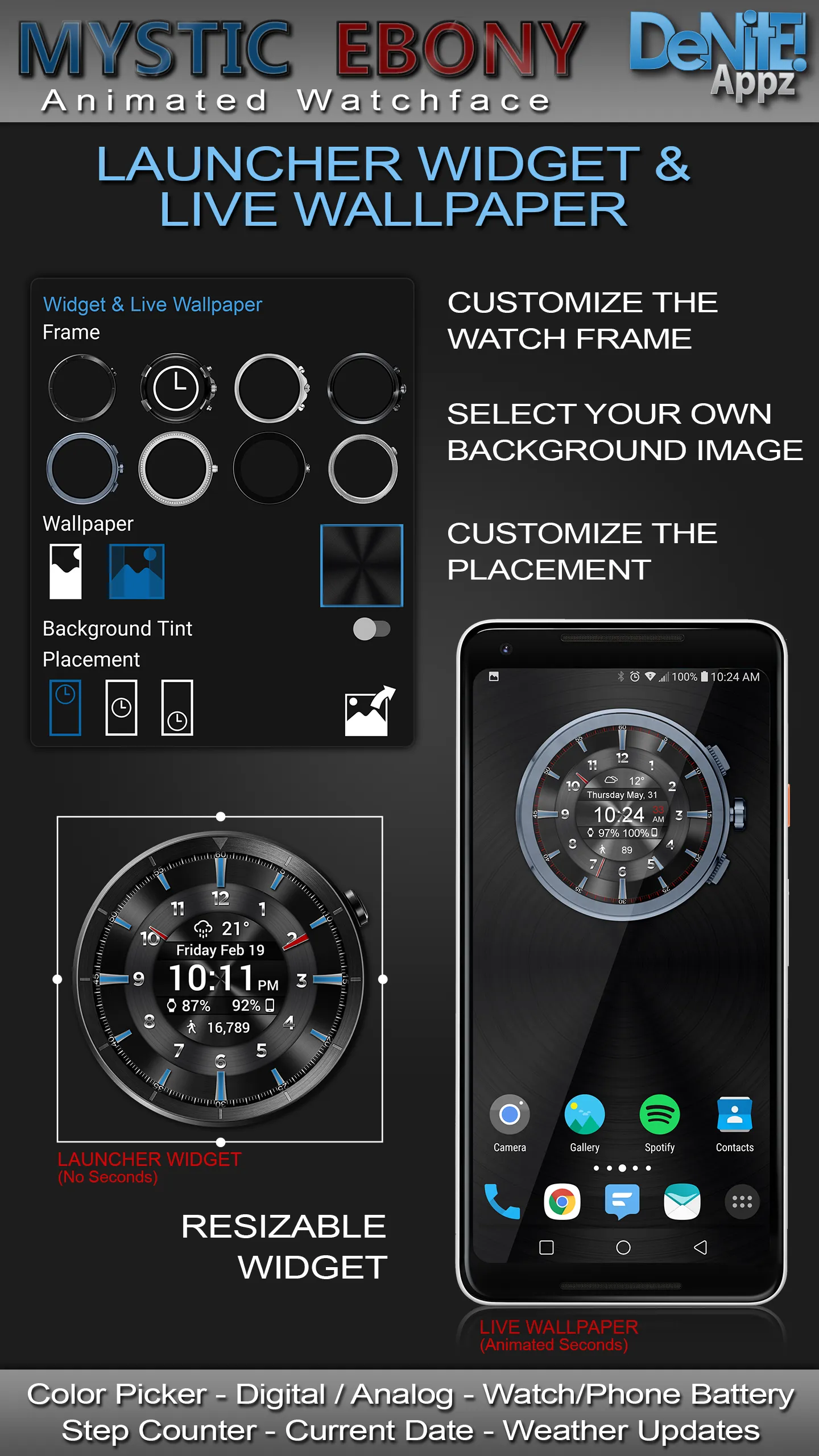 Mystic Ebony HD Watch Face | Indus Appstore | Screenshot