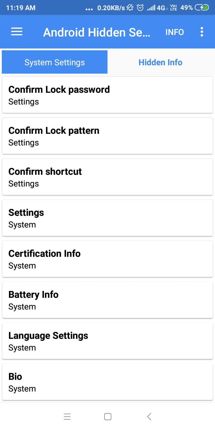 Hidden Android settings | Indus Appstore | Screenshot