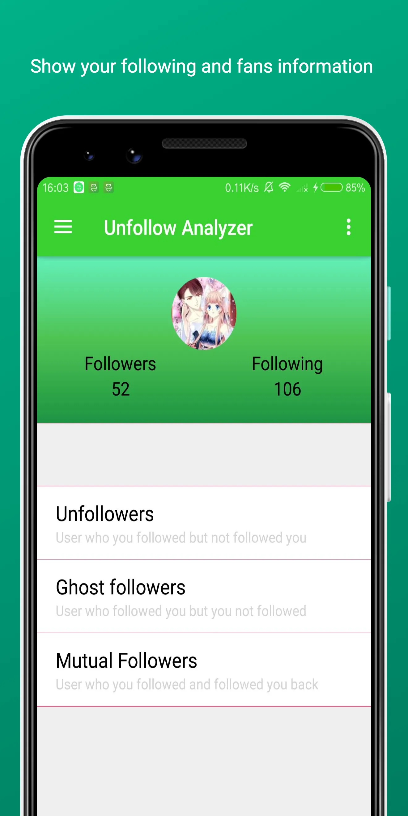 Unfollow Analyzer - Unfollower | Indus Appstore | Screenshot