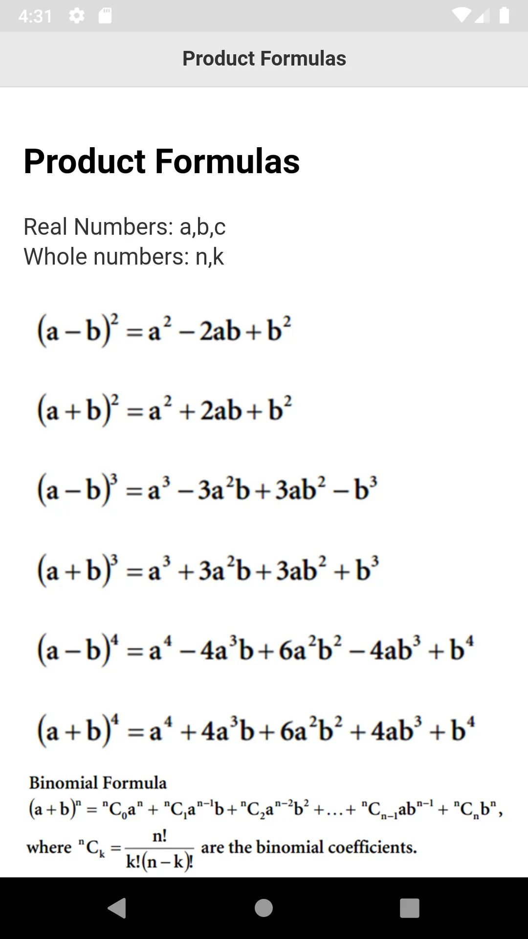 Math Formulas | Indus Appstore | Screenshot