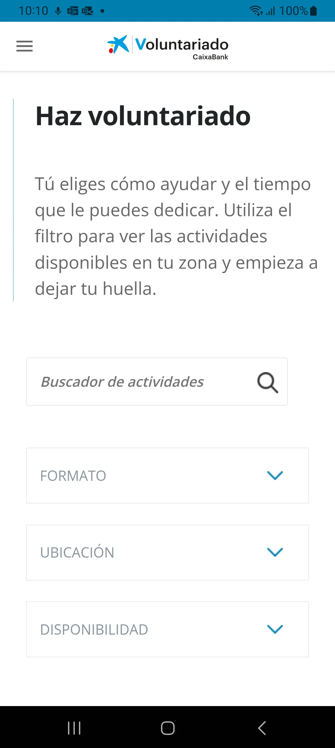 Voluntariado CaixaBank | Indus Appstore | Screenshot