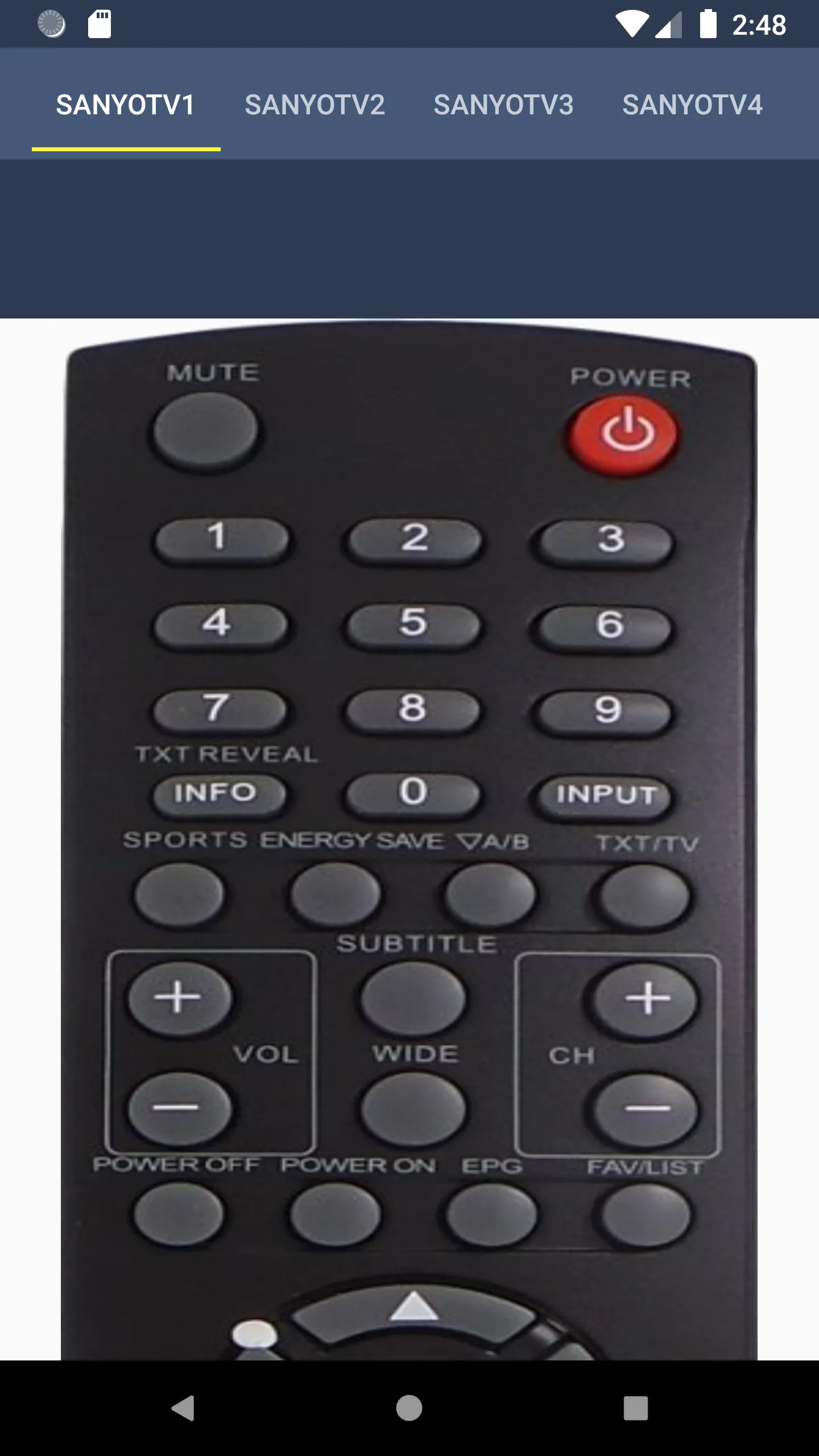 Remote Control For Sanyo TV | Indus Appstore | Screenshot