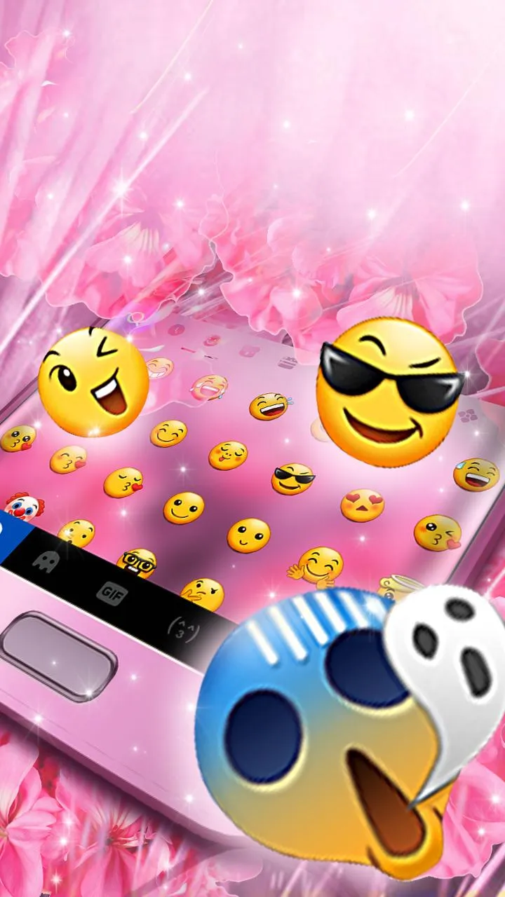 Pink Floral Rain Keyboard Them | Indus Appstore | Screenshot