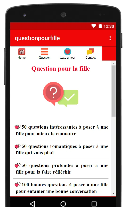 Question a poser a une fille | Indus Appstore | Screenshot