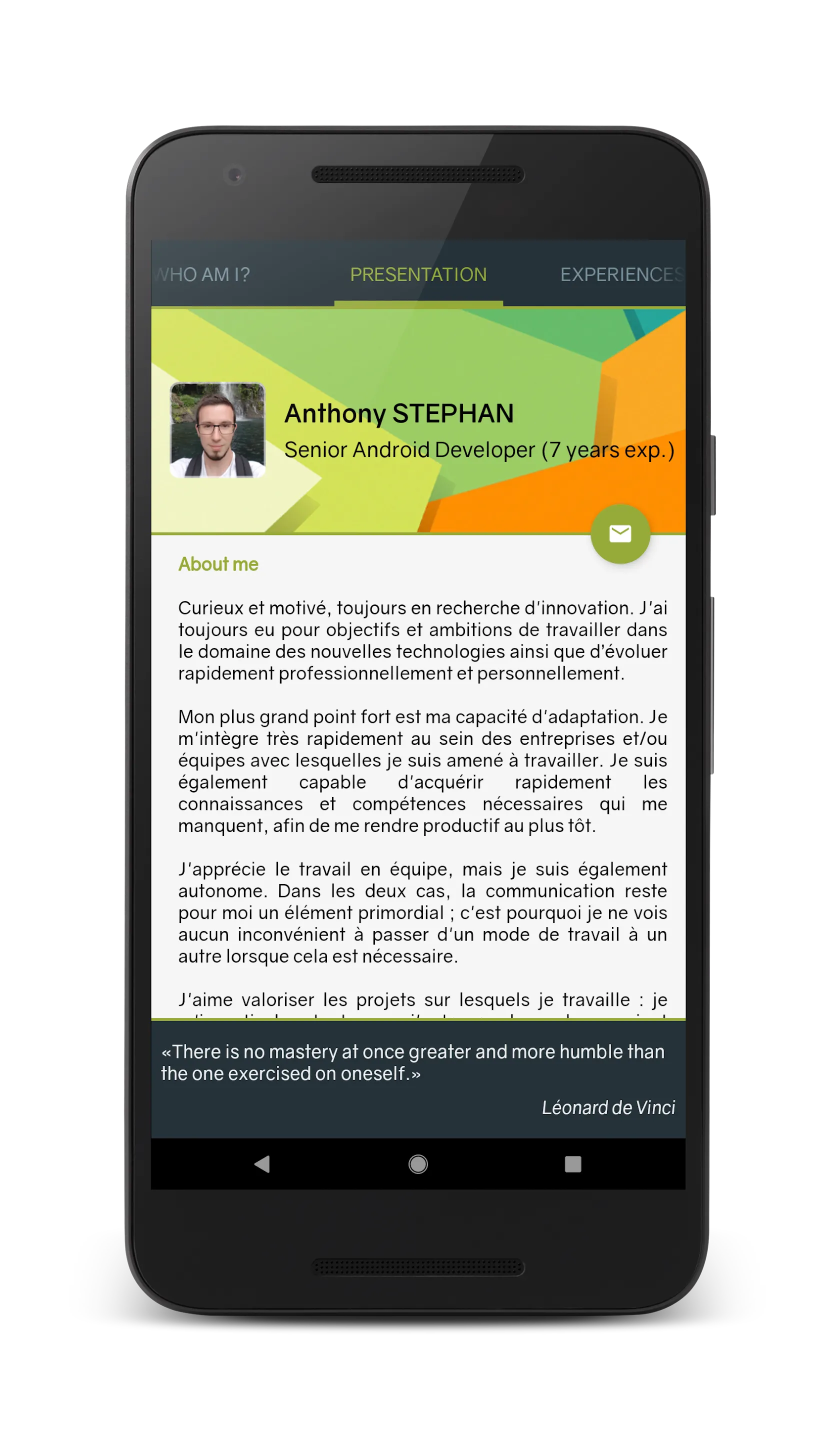 Anthony STEPHAN's CV | Indus Appstore | Screenshot