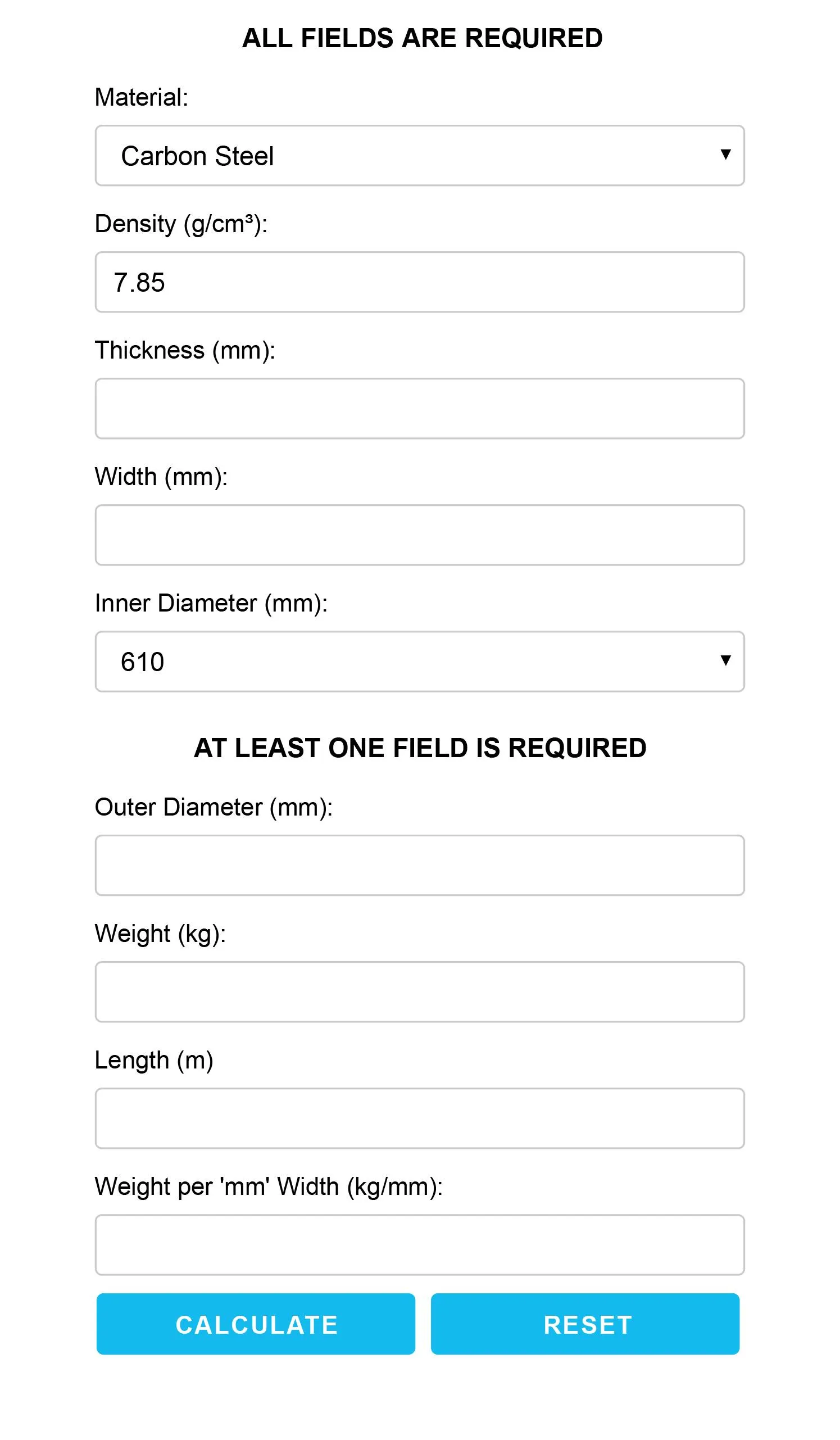 Steel Coil Calculator | Indus Appstore | Screenshot