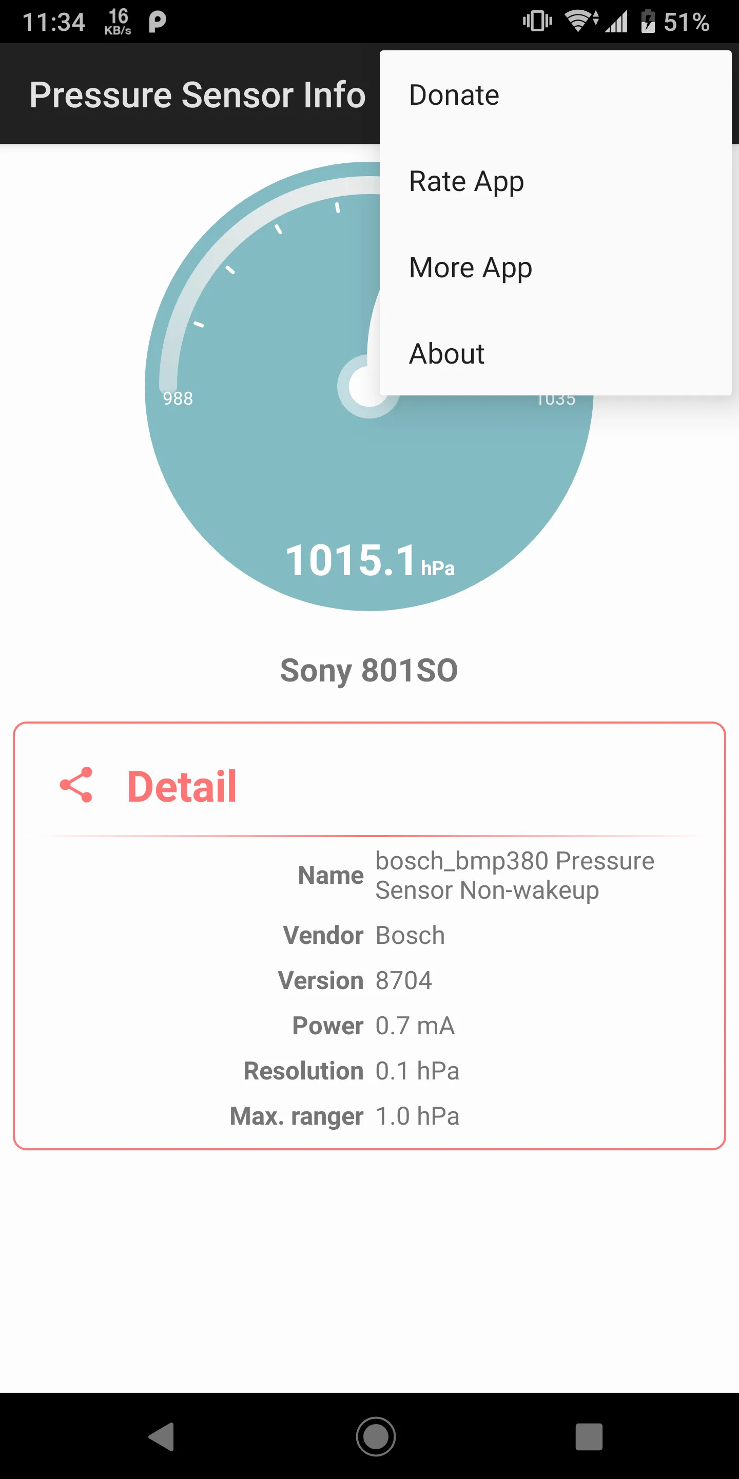 Pressure Sensor Info | Indus Appstore | Screenshot