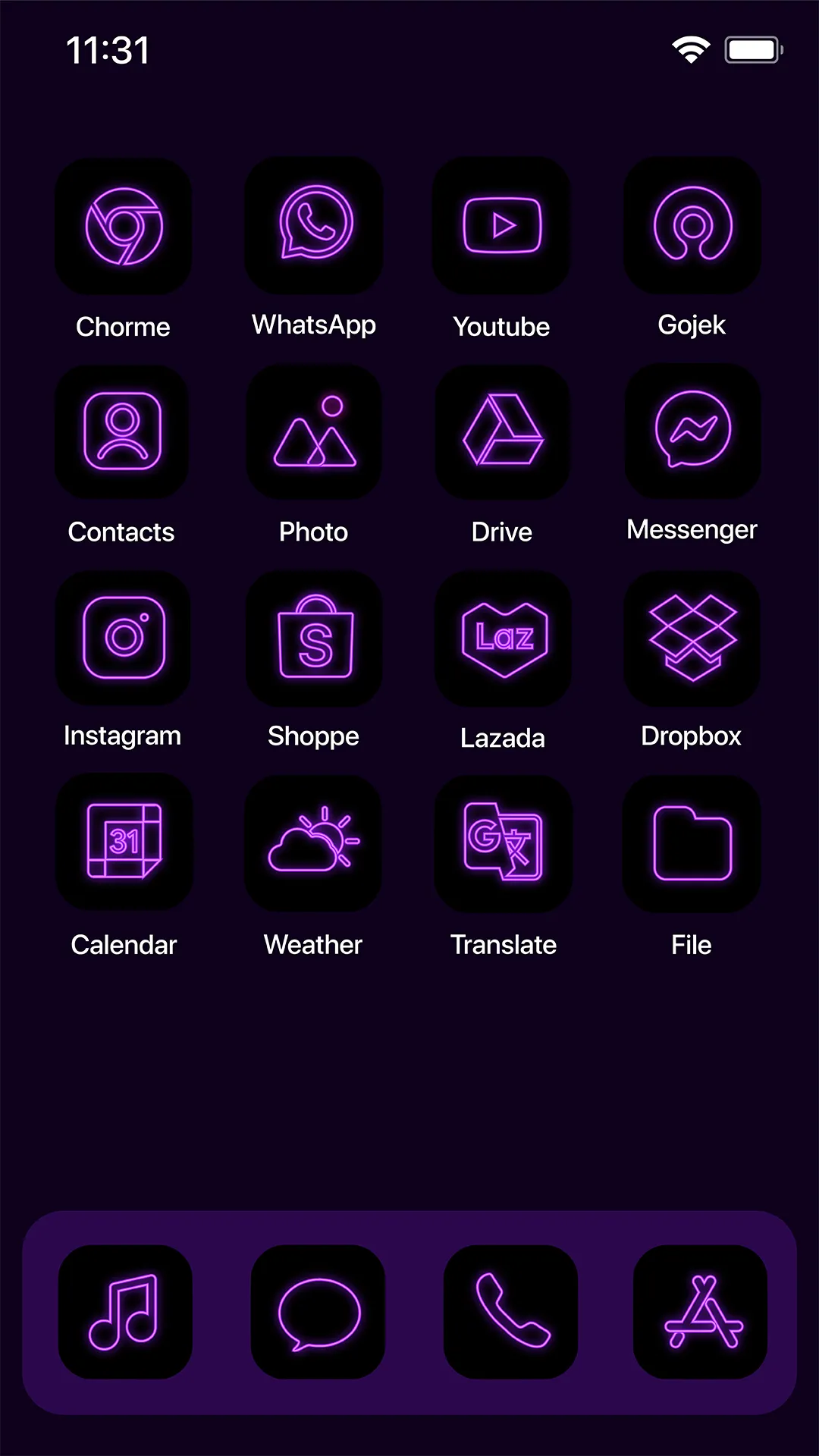 Wow Purple Neon - Icon Pack | Indus Appstore | Screenshot