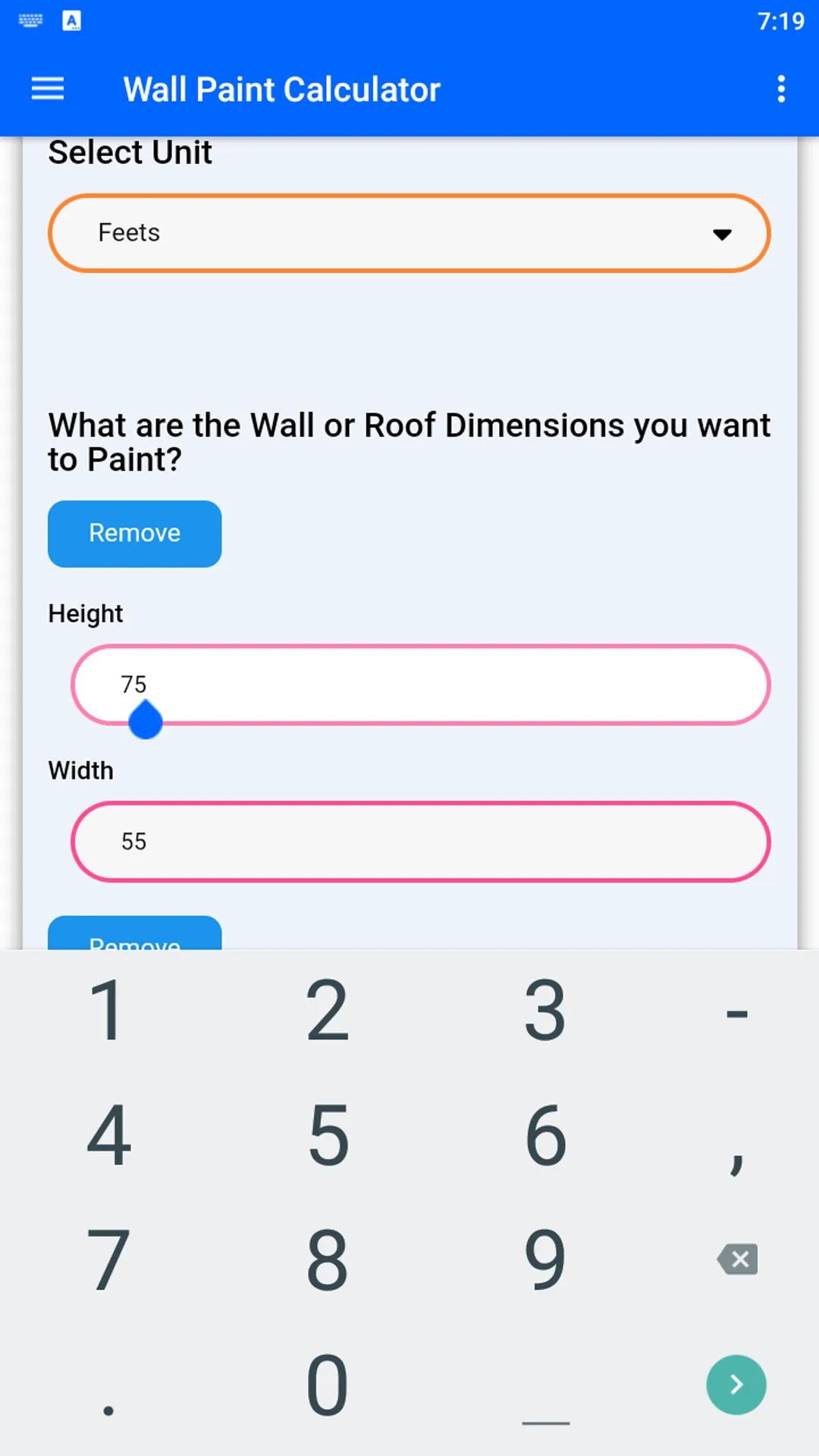 Wall Paint Calculator | Indus Appstore | Screenshot