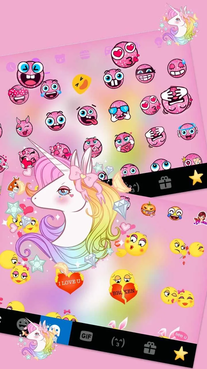 Pinky Unicorn Dreamy Keyboard  | Indus Appstore | Screenshot