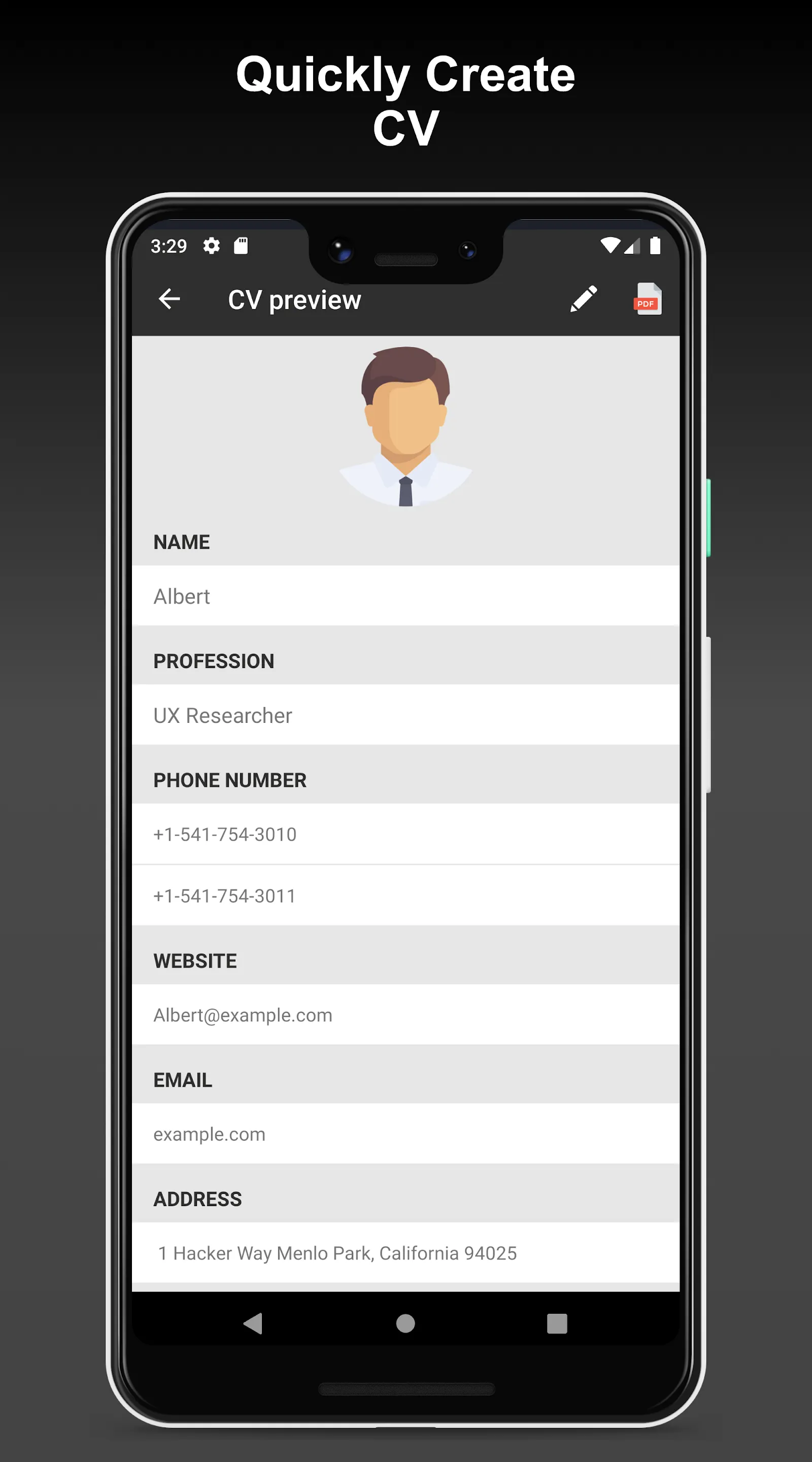 Professional CV Maker PDF | Indus Appstore | Screenshot