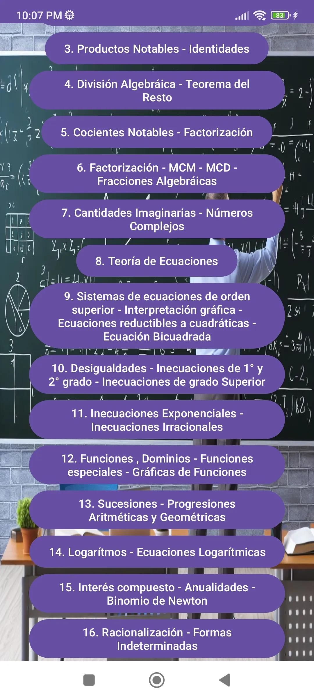 Álgebra Preuniversitario | Indus Appstore | Screenshot