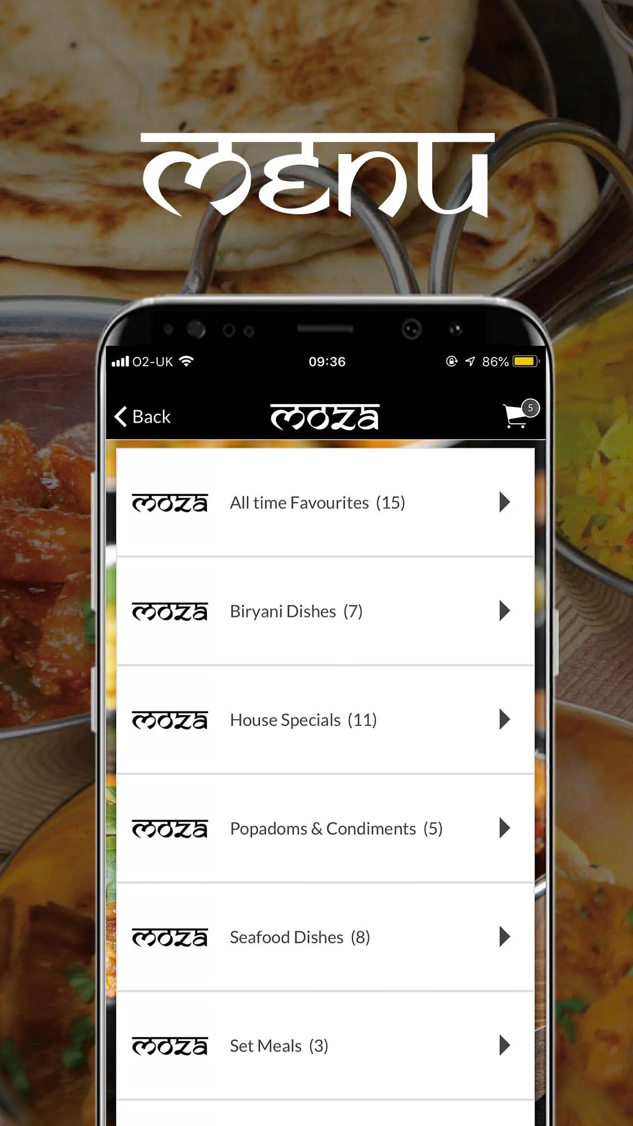 Moza Indian Restaurant | Indus Appstore | Screenshot