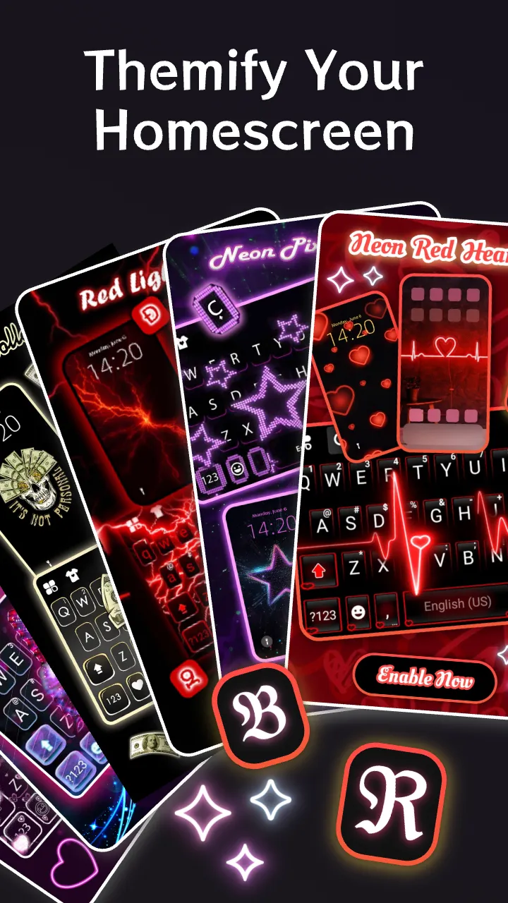 Neon Red Heartbeat Theme | Indus Appstore | Screenshot