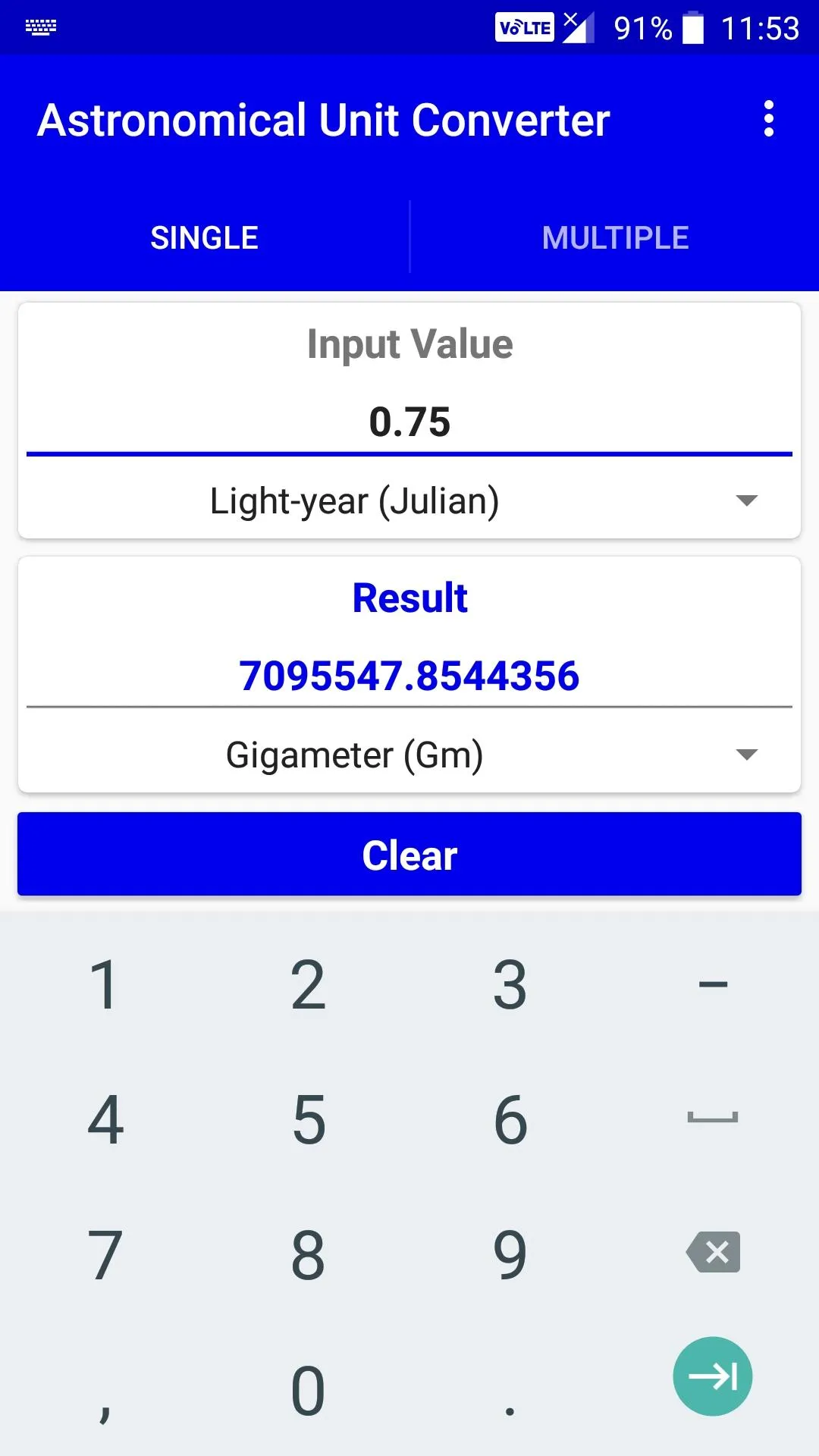 Astronomical Unit Converter | Indus Appstore | Screenshot