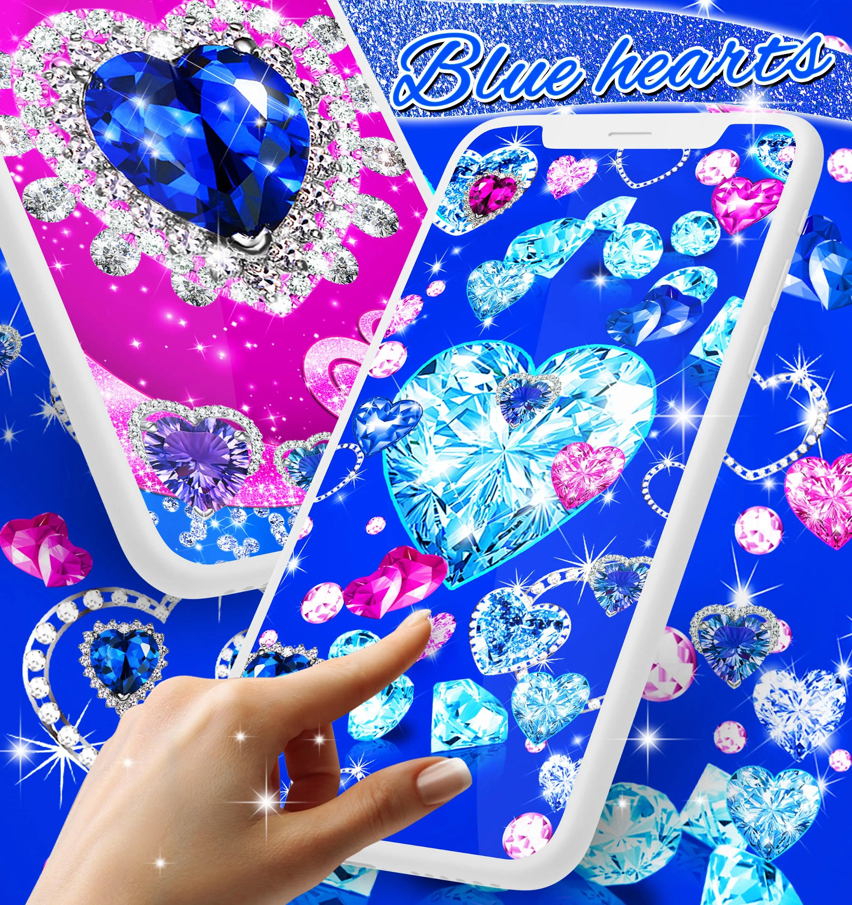 Blue hearts diamonds wallpaper | Indus Appstore | Screenshot