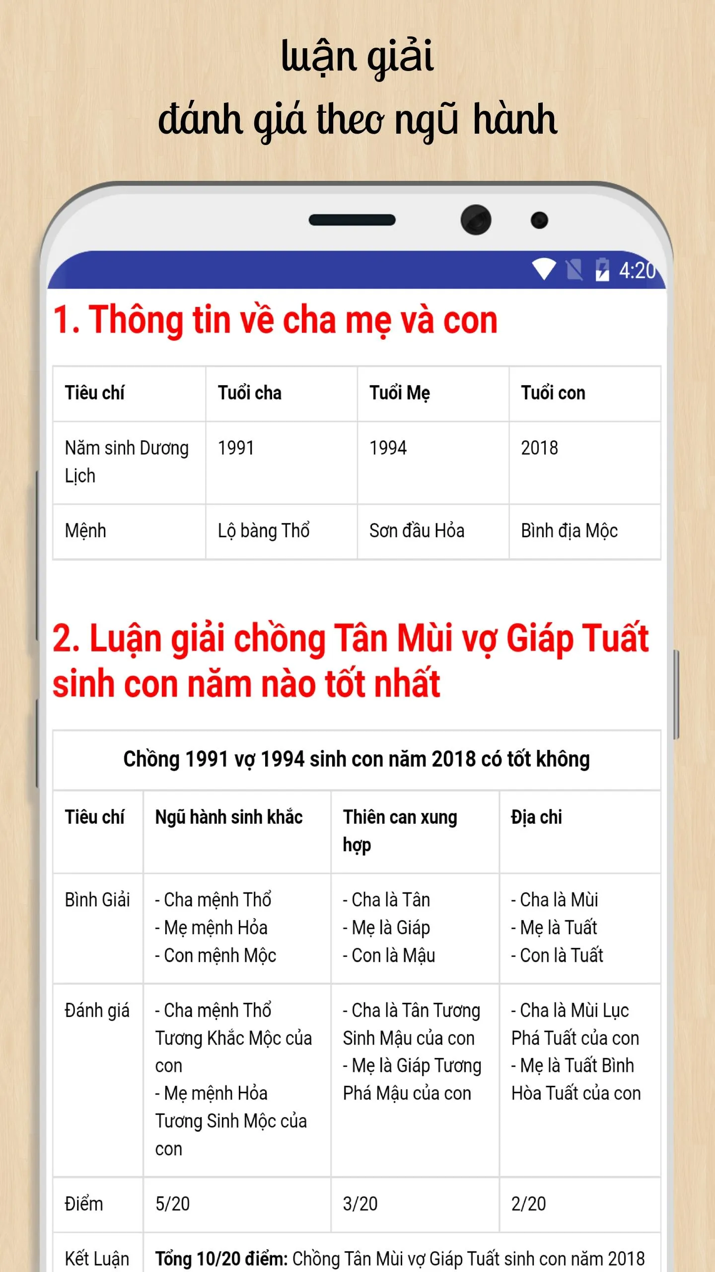 Xem tuổi sinh con hợp bố mẹ | Indus Appstore | Screenshot